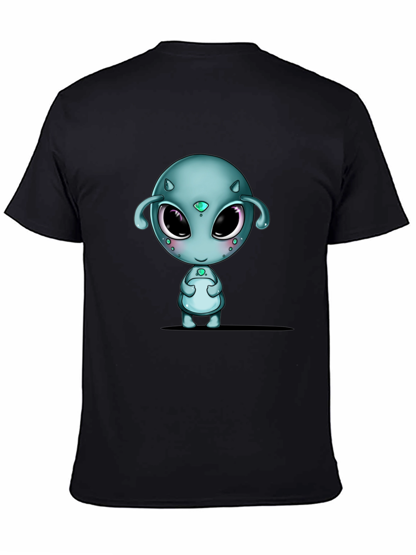 Black Cute Alien Graphic Black T-Shirt view 4