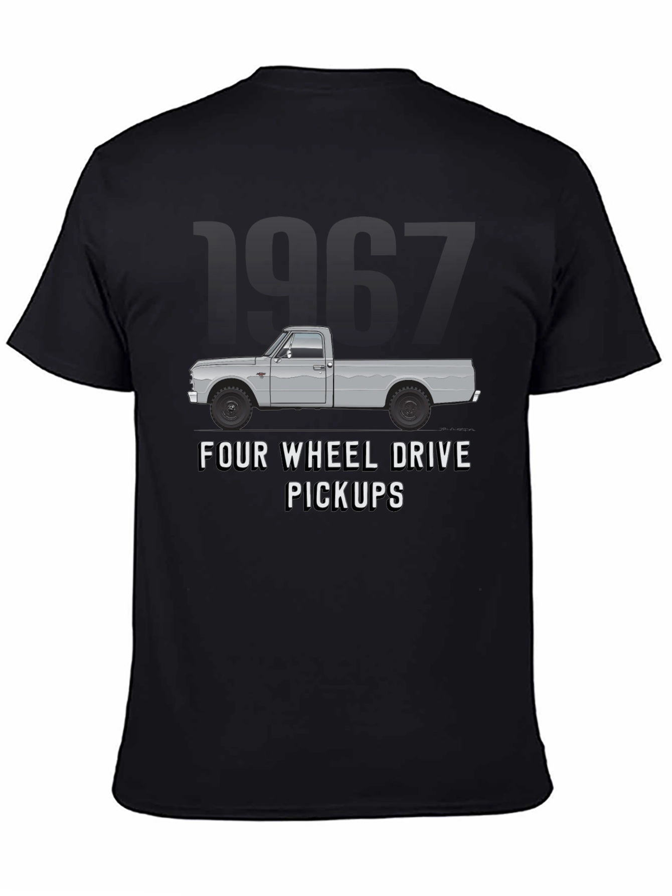 Black 1967 Four Wheel Drive Pickup Truck Graphic Tee view 4