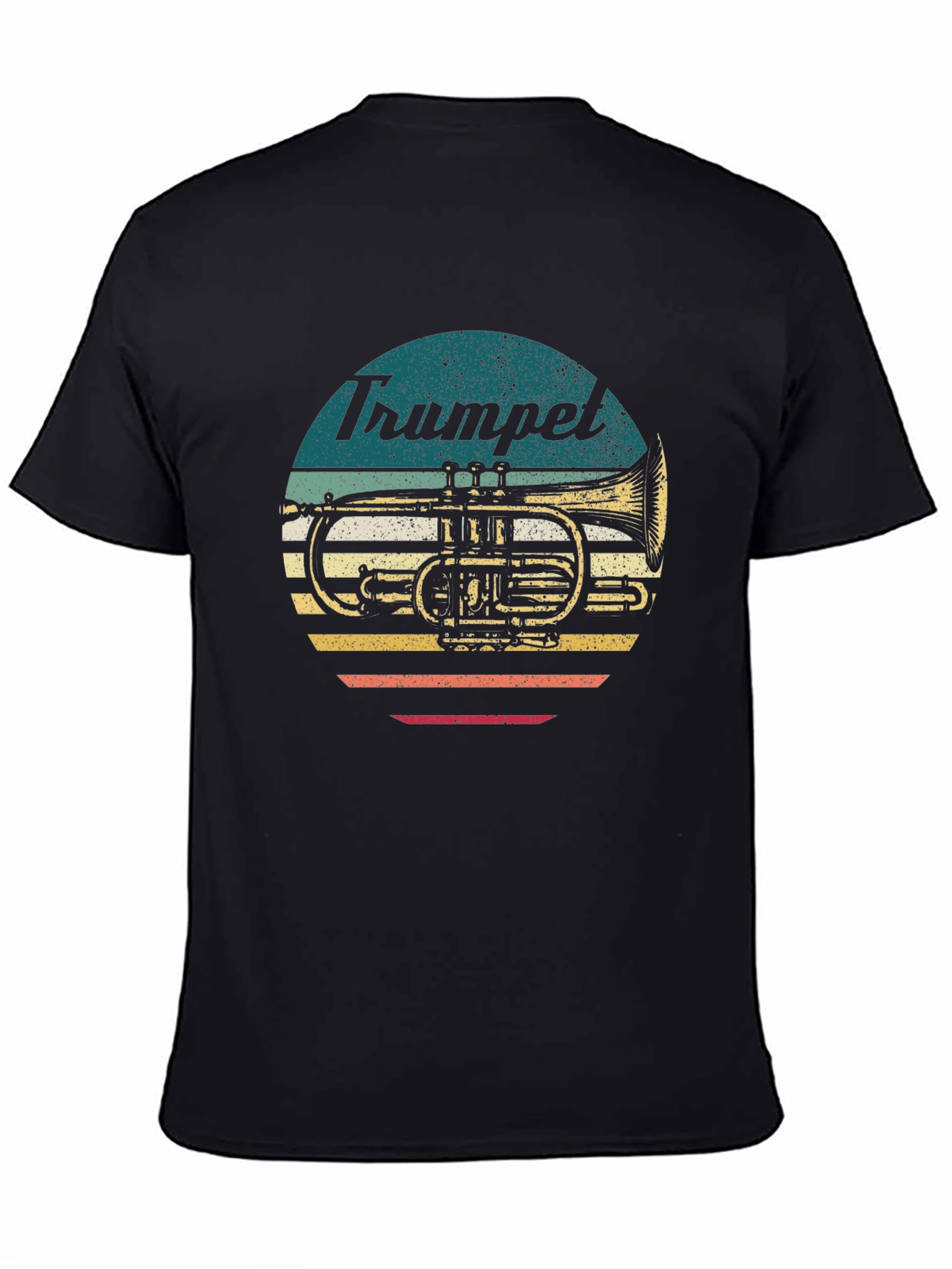 Black Vintage Trumpet Graphic T-Shirt - Retro Style view 4