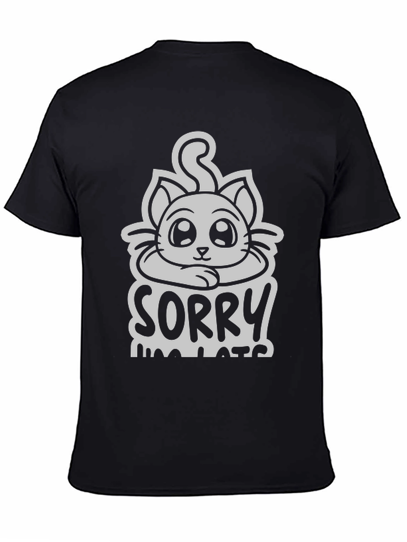 Black Sorry I'm Late Cat T-Shirt view 4