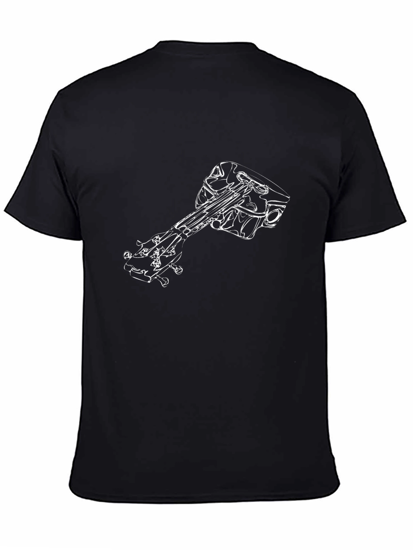 Black Cool Black T-Shirt with Guitar/Engine Graphic view 4