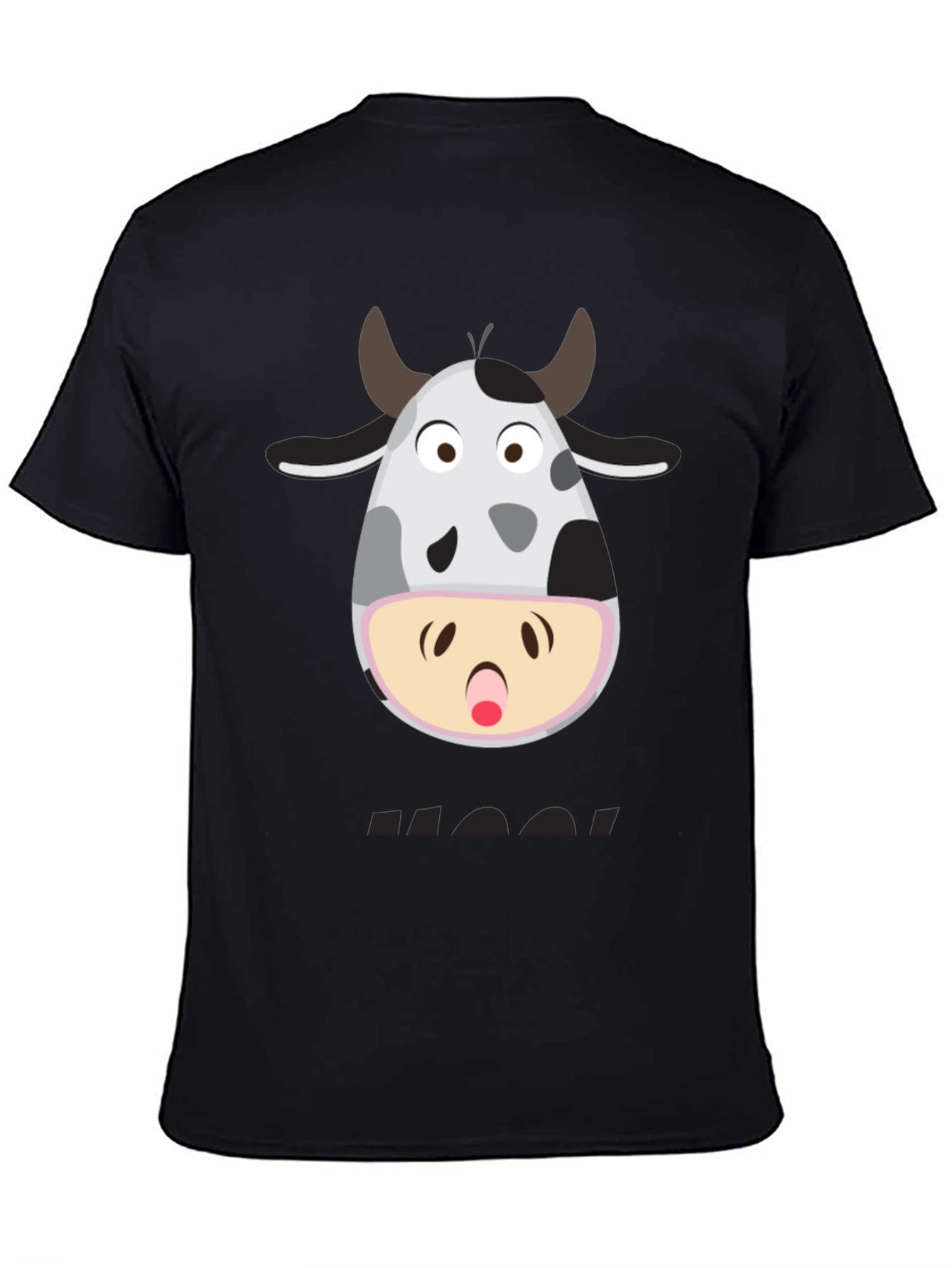 Black Funny Cow Moo! T-Shirt - Black Graphic Tee view 4