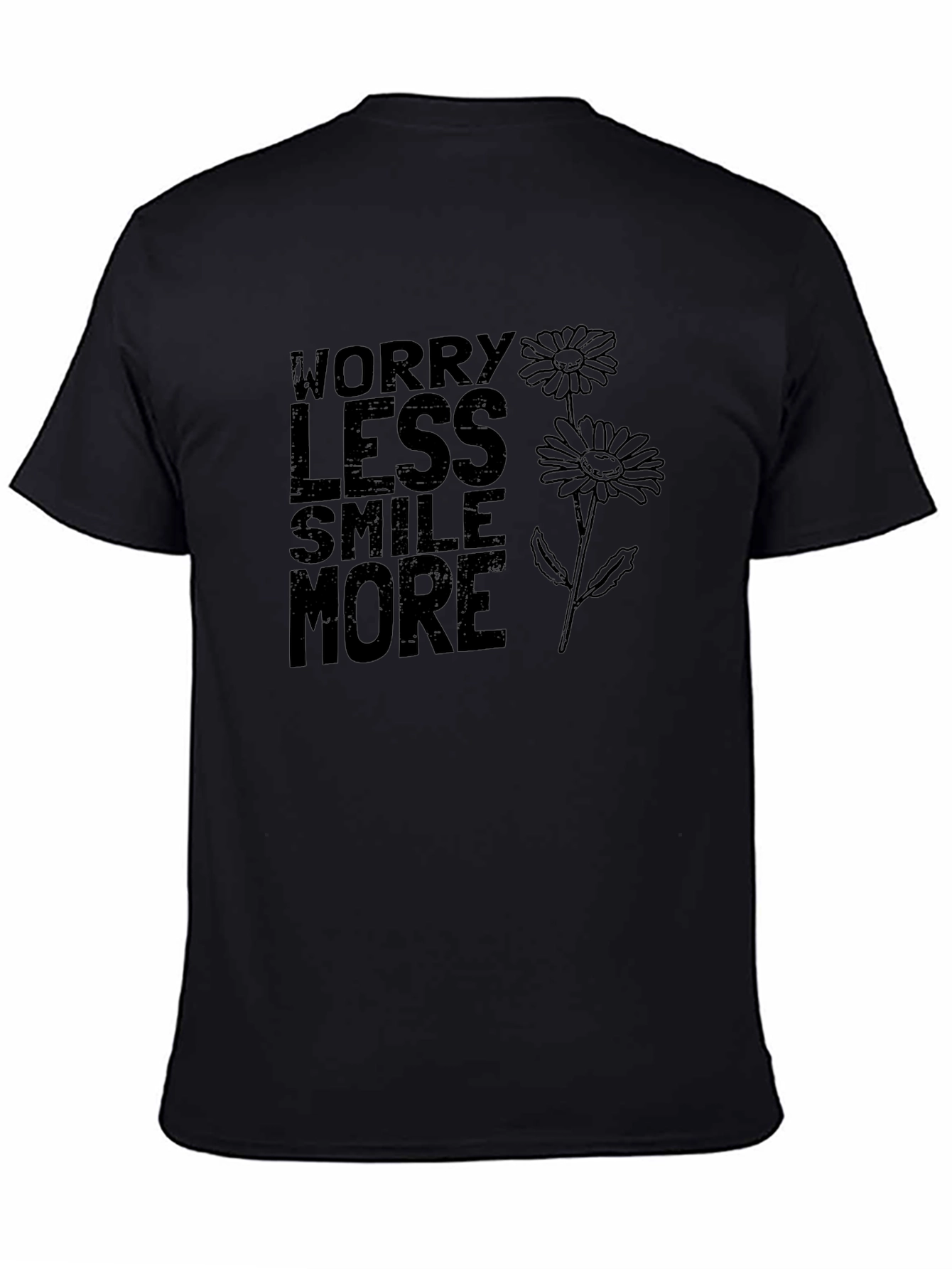 Black Worry Less Smile More Graphic T-Shirt view 4