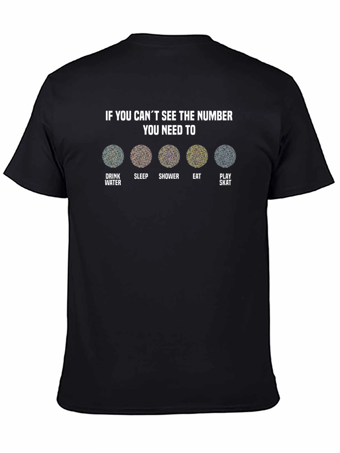 Black Can't See The Number? T-Shirt - Funny Ishihara Test Tee view 4