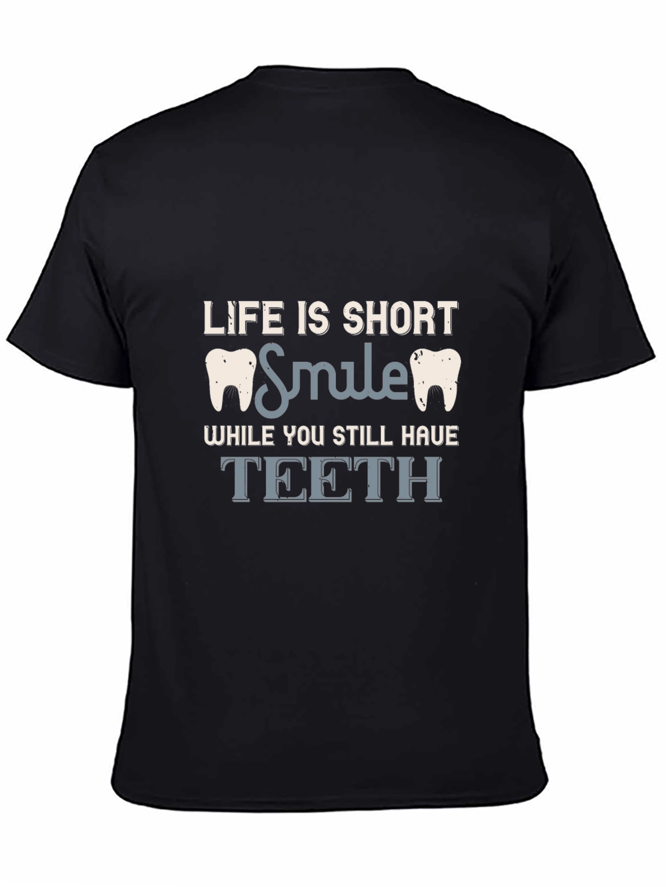 Black Life is Short Smile Teeth Graphic Tee - Black view 4