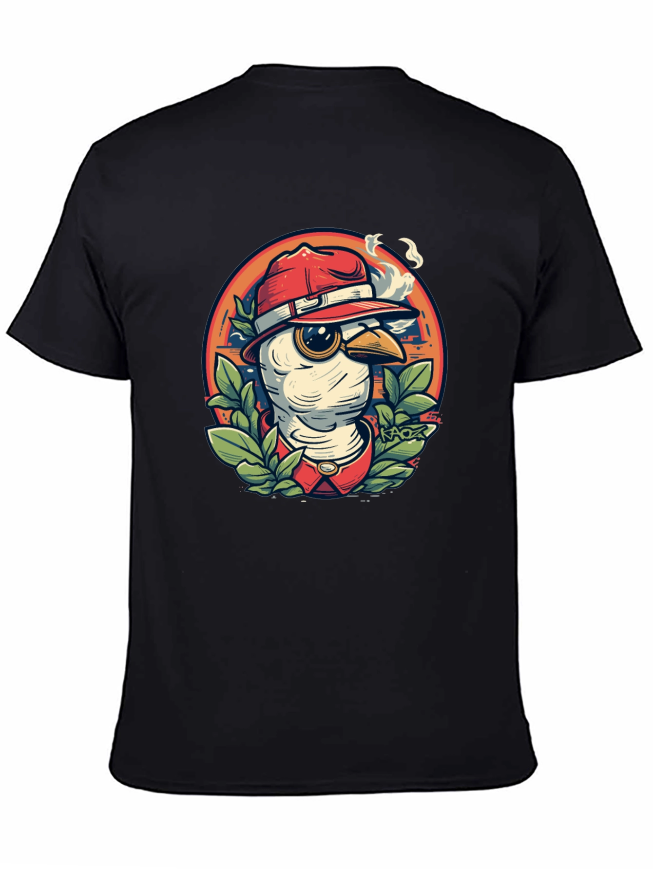 Black Cool Cartoon Bird T-Shirt - Black view 4