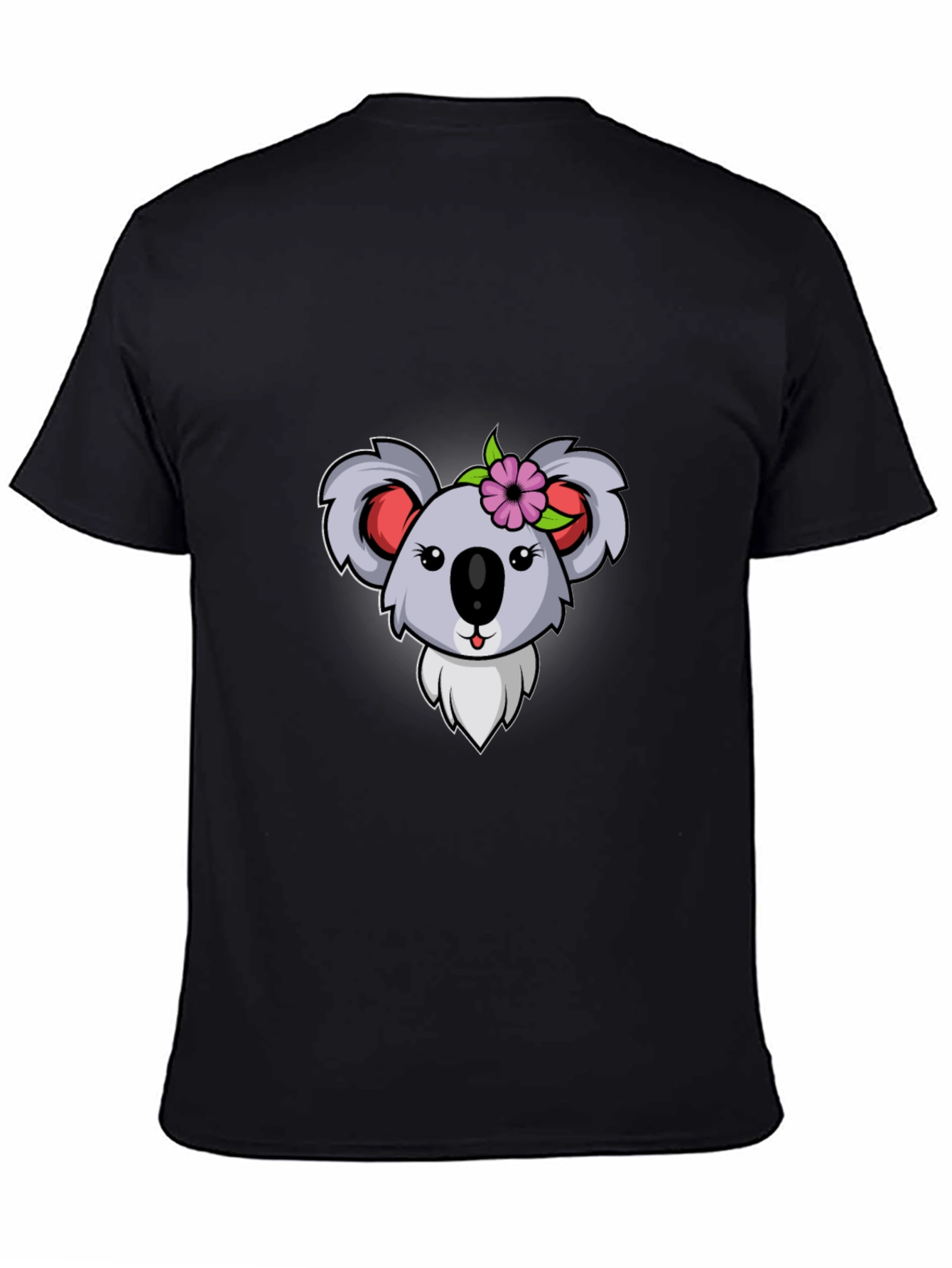Koala Flower Graphic Tee - Black Cotton T-Shirt - 4