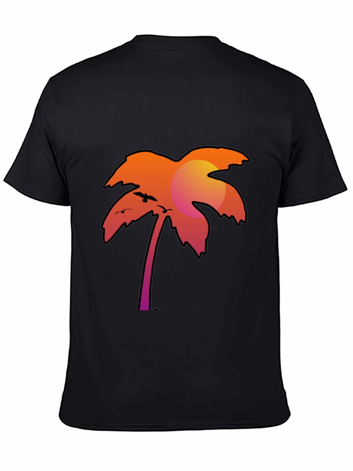 Black Sunset Palm Tree Graphic Tee - Stylish Black T-Shirt view 4