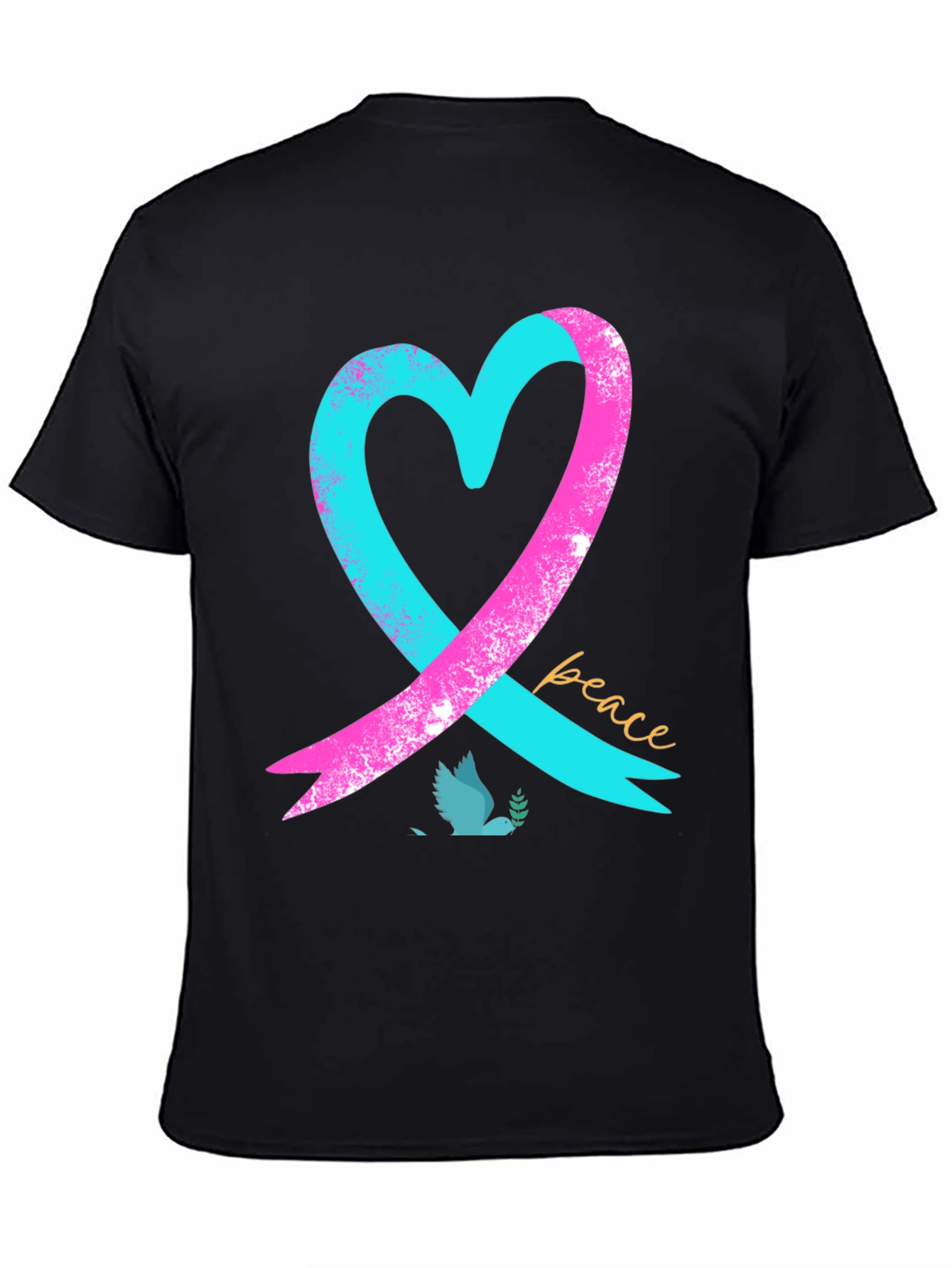 Black Peace Heart Dove T-Shirt - Black view 4