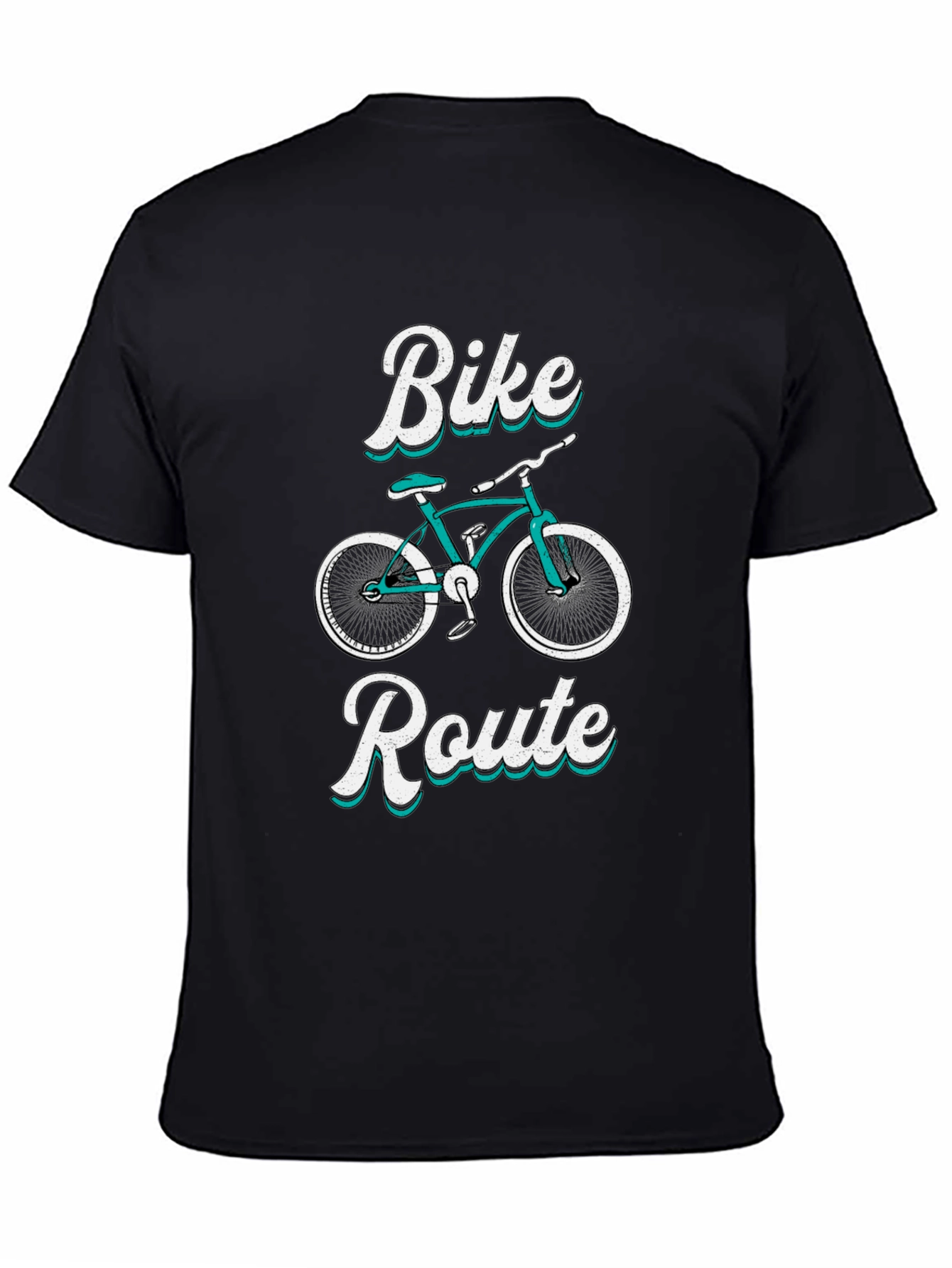 Black Bike Route Graphic Tee - Black Cotton T-Shirt view 4