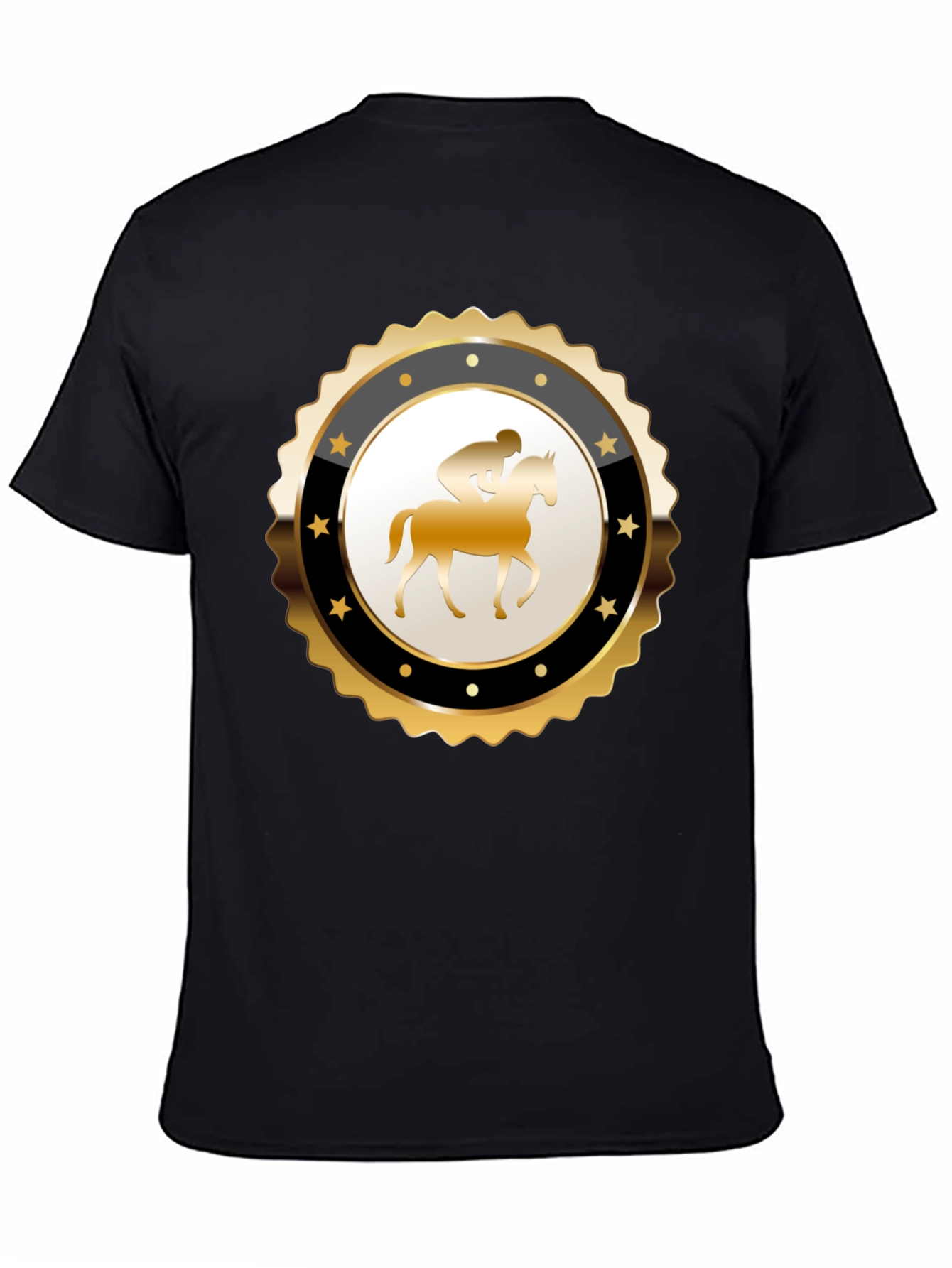 Black Equestrian Emblem Tee - Black Cotton Blend view 4