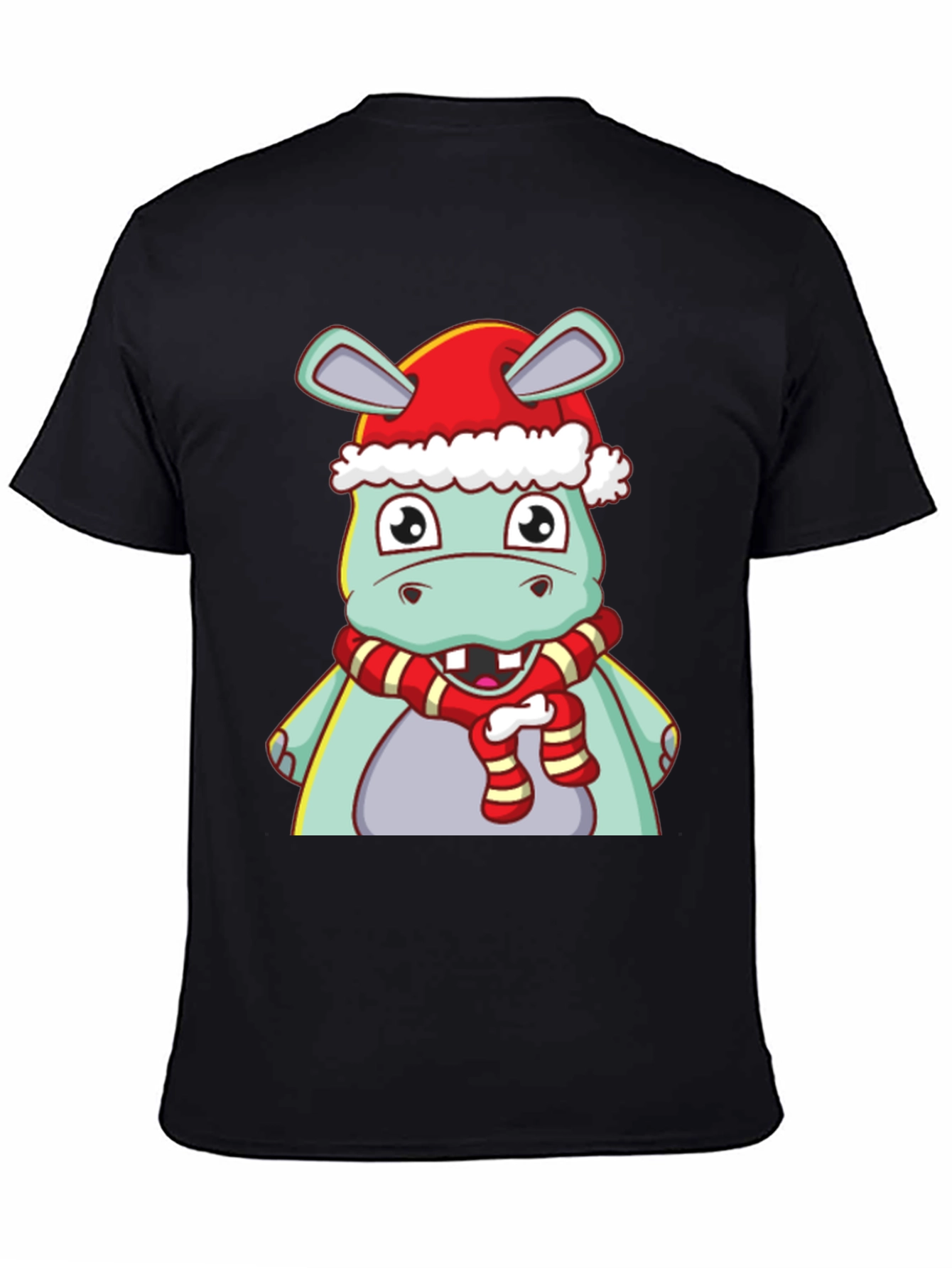Black Festive Hippo T-Shirt view 4