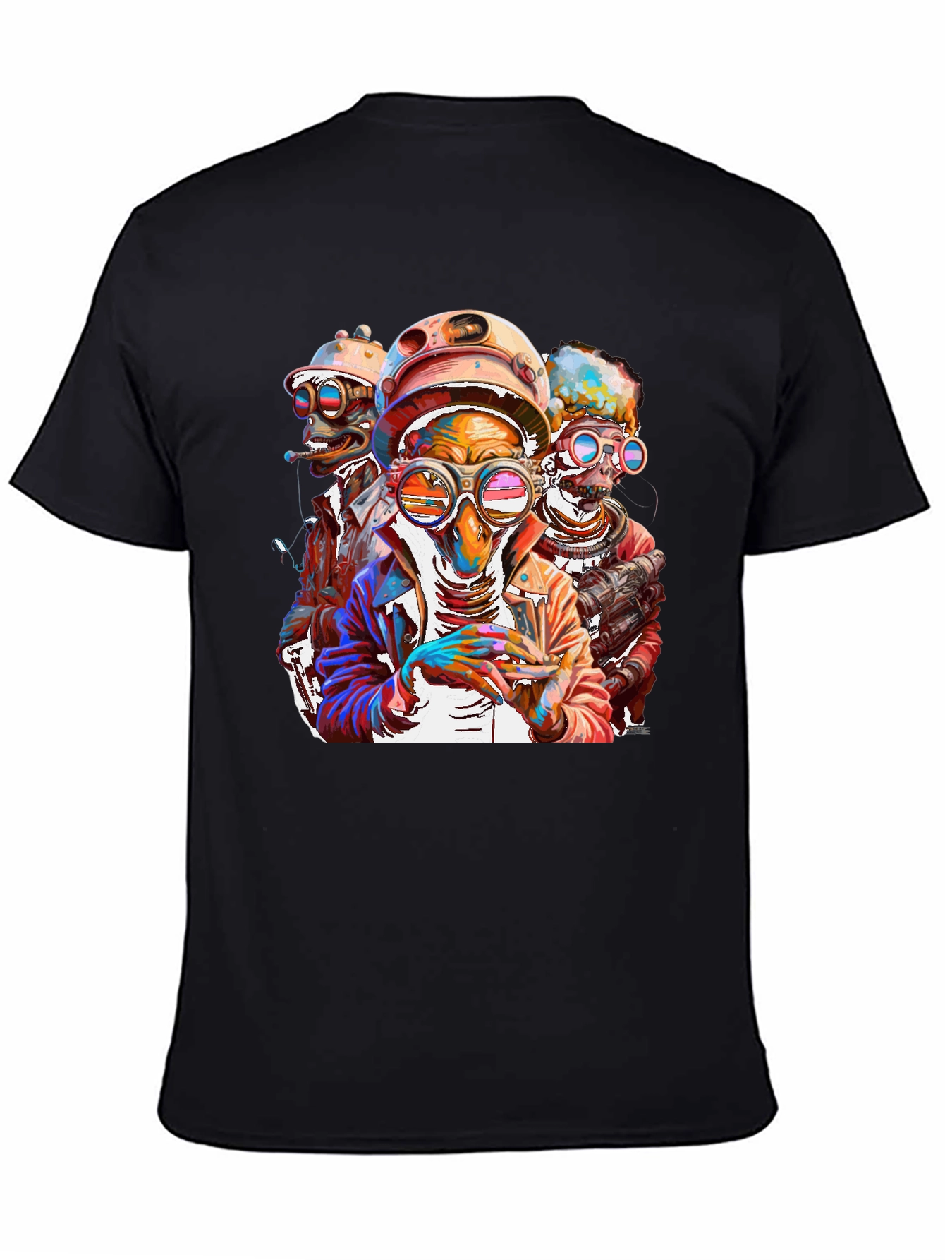 Black Steampunk Crew Graphic Tee - Bold & Unique Design view 4