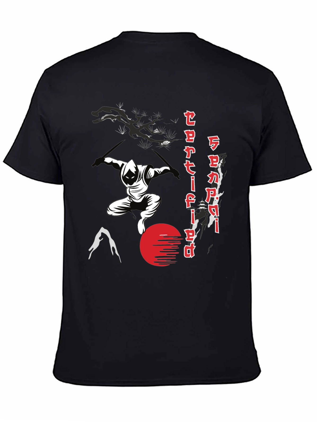 Black Samurai Certified Ninja Graphic T-Shirt view 4