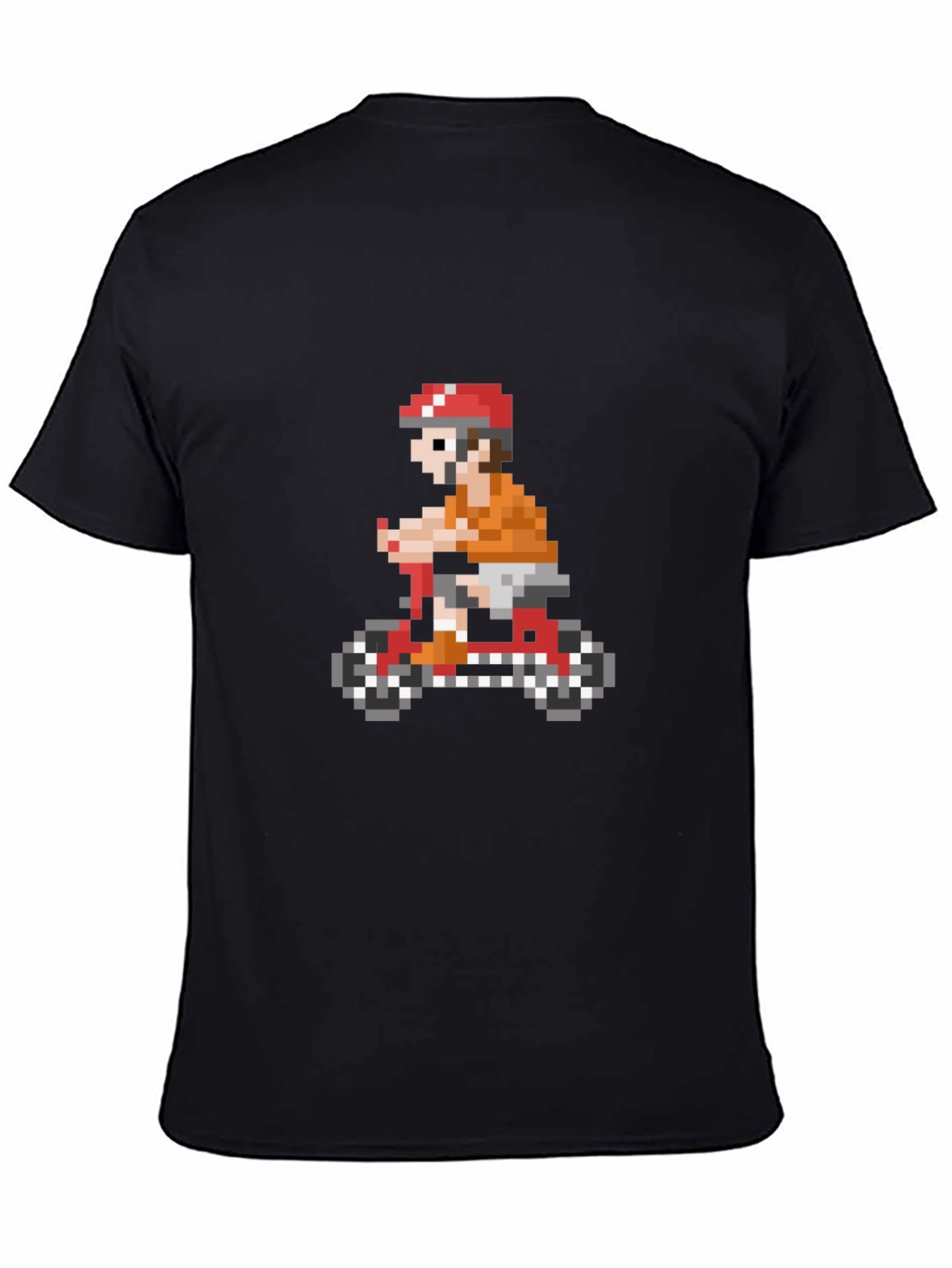 Black Retro Pixel Cyclist Tee - Black Cotton Blend view 4