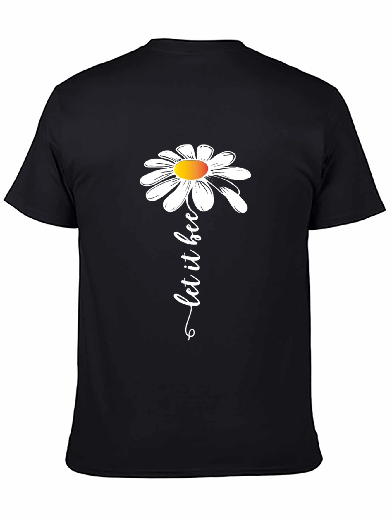 Black Let it Bee Daisy Graphic Tee - Black Cotton Casual Shirt view 4
