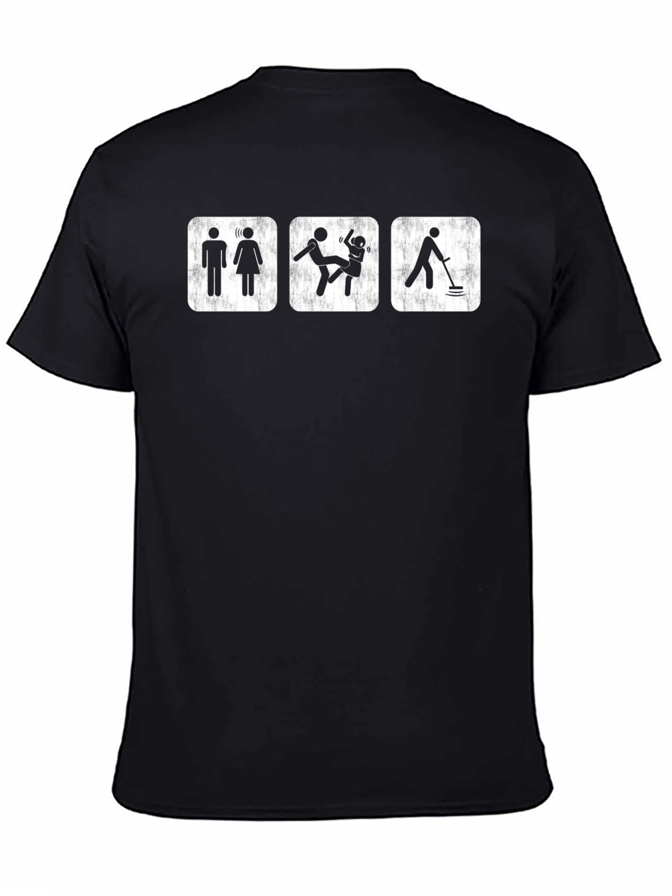 Black Funny Pictogram T-Shirt for Him view 4