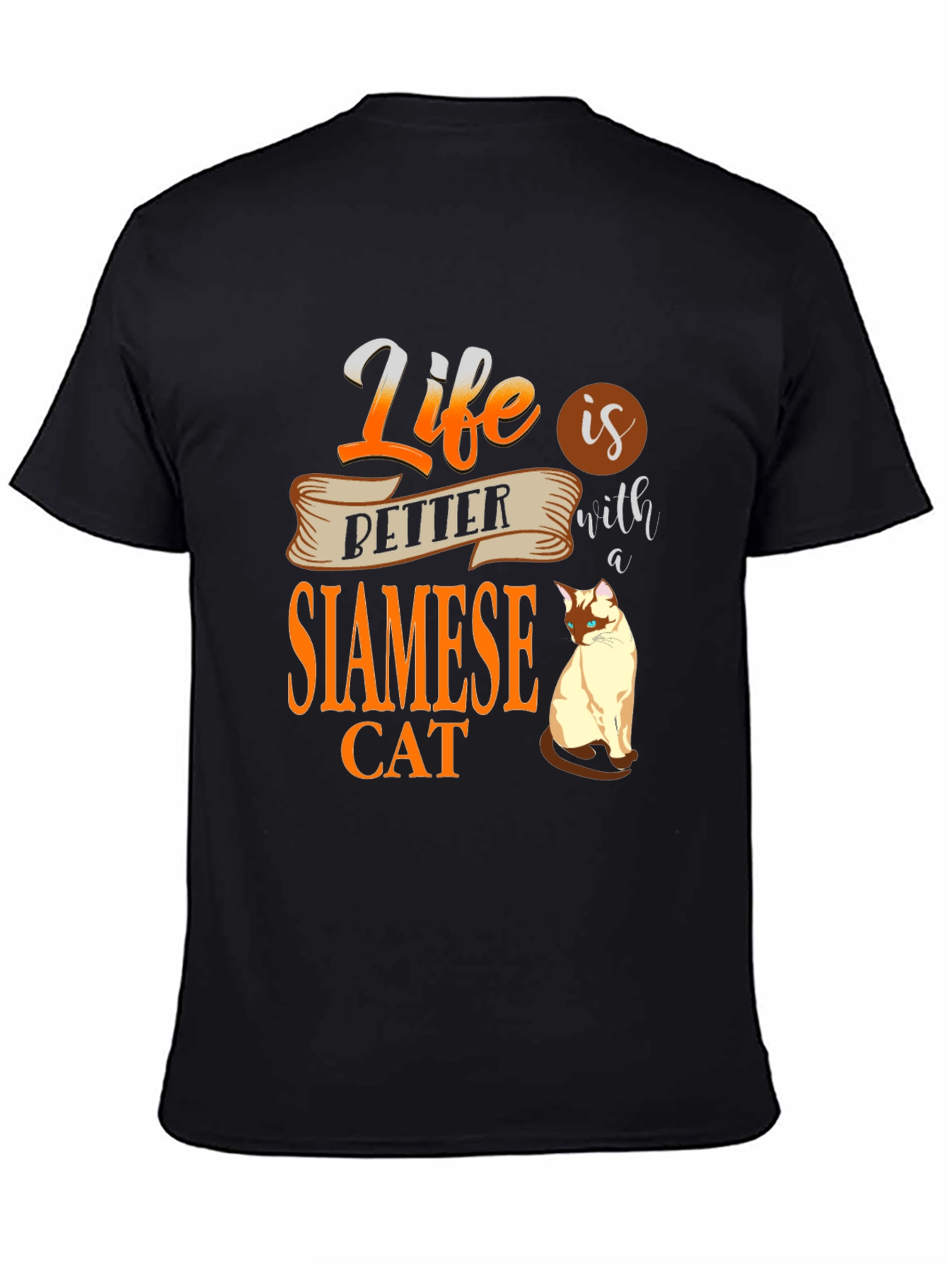 Black Life Is Better With A Siamese Cat T-Shirt view 4
