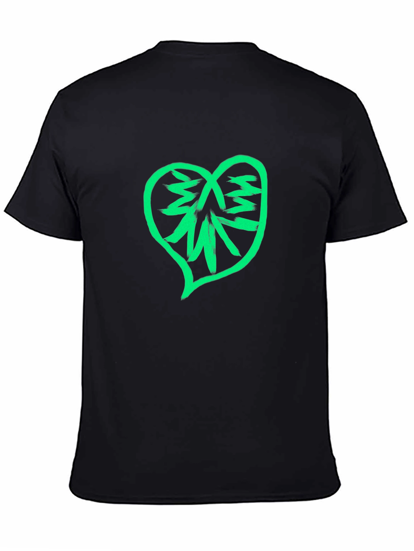 Black Heart Cannabis Tee - Black Cotton Blend view 4