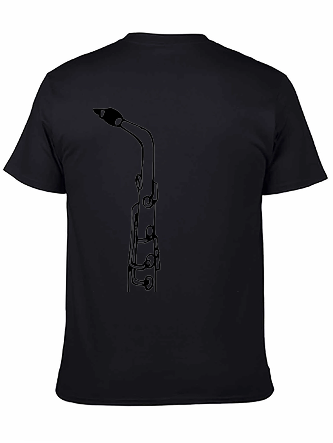 Black Saxophone Outline Graphic T-Shirt view 4