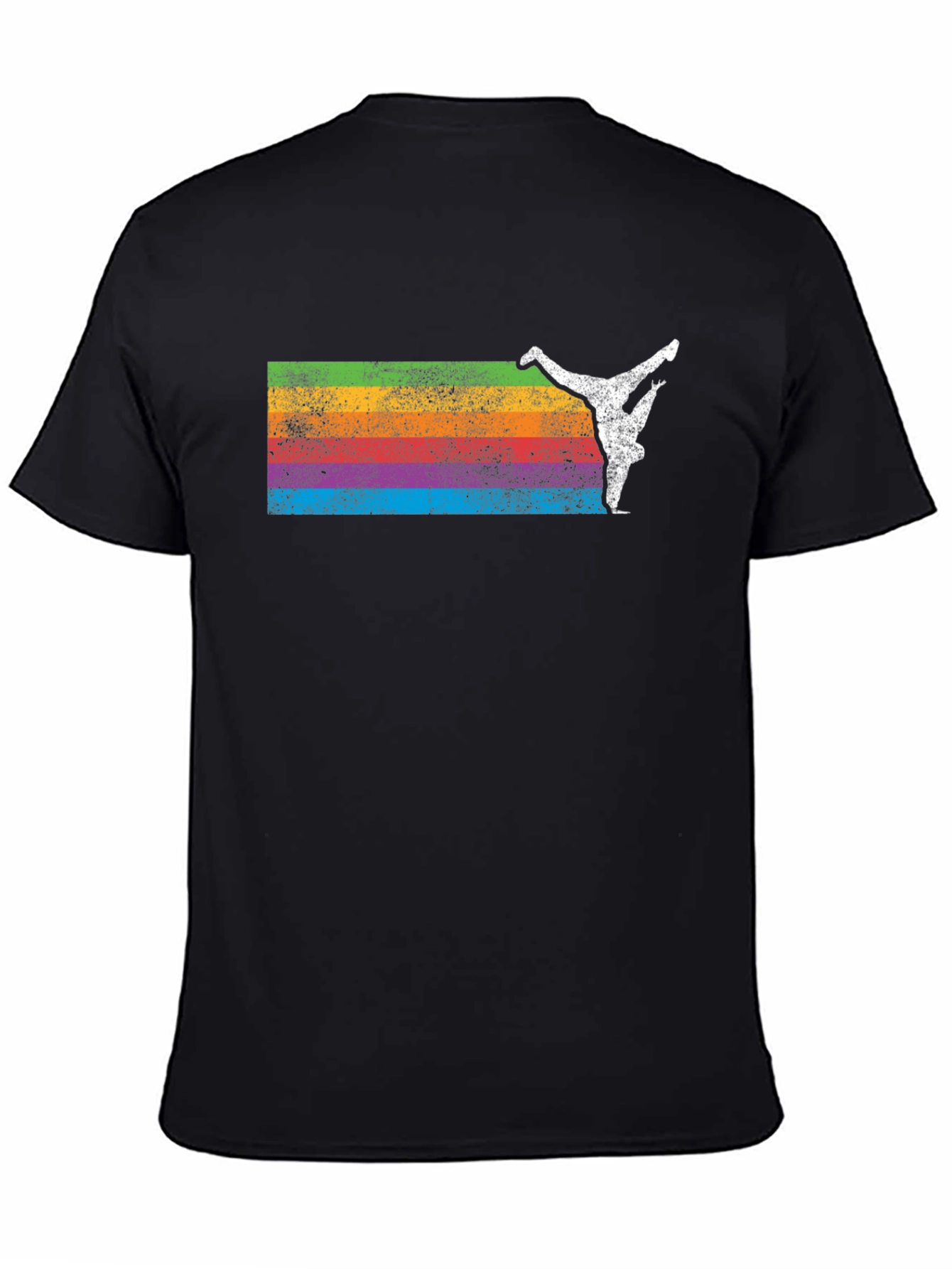 Black Retro Rainbow Breakdancer Graphic Tee view 4