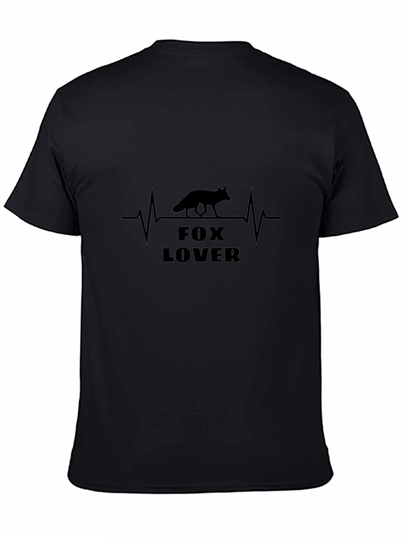 Black Fox Lover Heartbeat Black T-Shirt view 4
