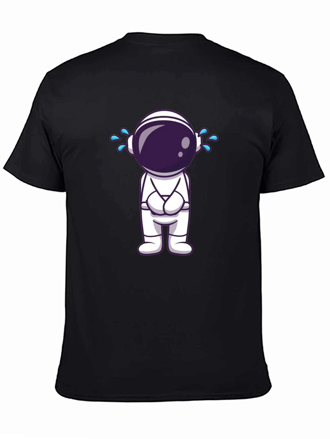 Black Sad Astronaut Graphic T-Shirt view 4