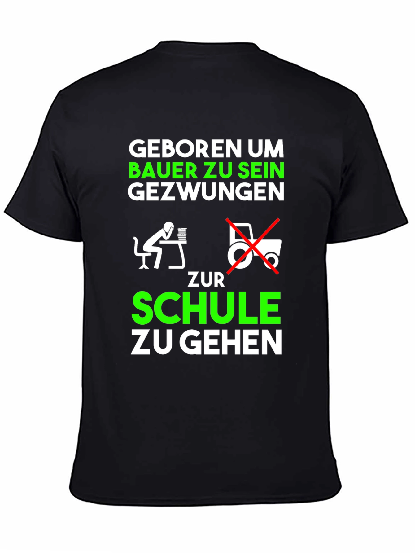 Black Born to Farm T-Shirt - German Humor Tee view 4