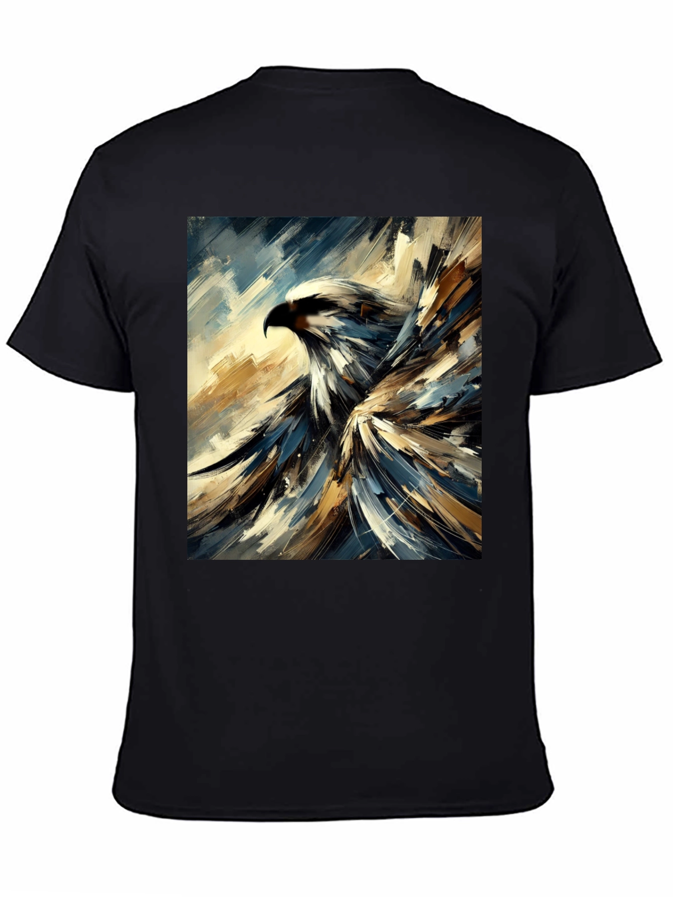 Black Abstract Eagle Graphic Black T-Shirt view 4