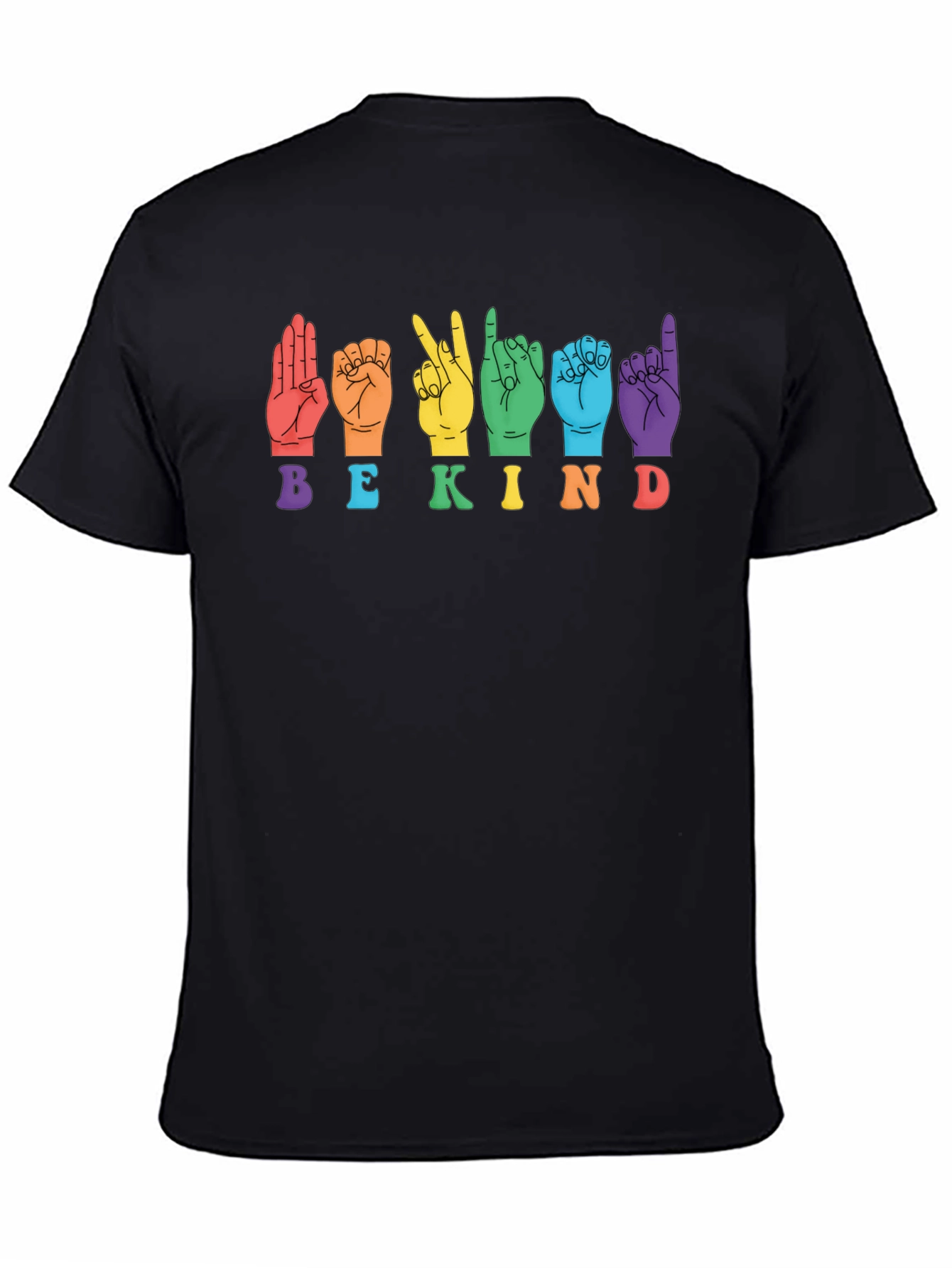 Black Be Kind Sign Language Graphic T-Shirt view 4