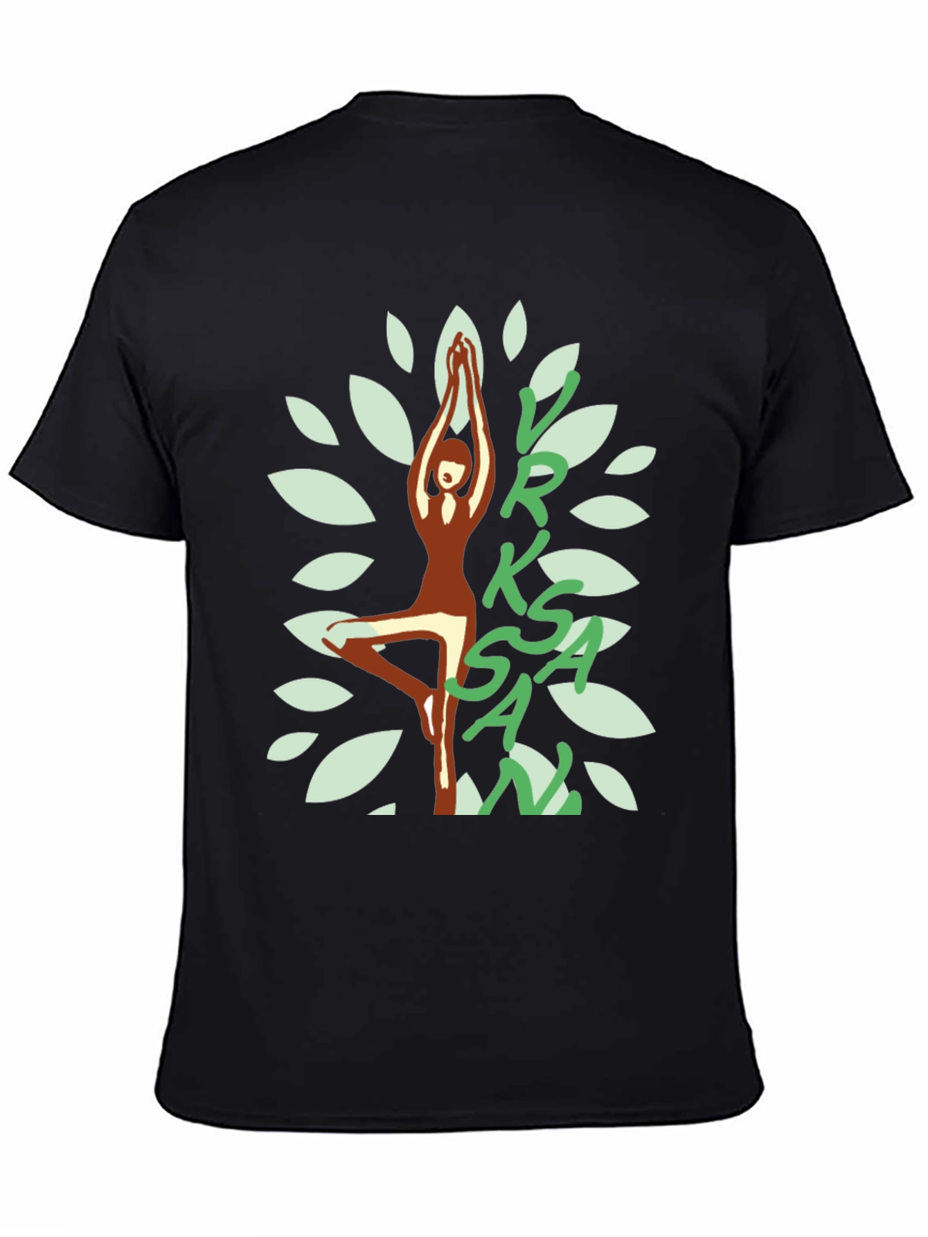 Black Vrksasana Tree Yoga Pose Black T-Shirt view 4