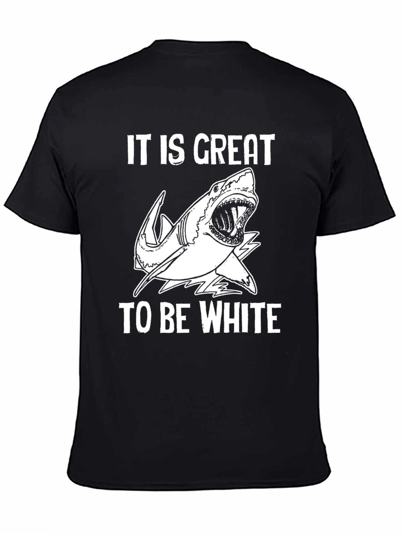 Black It Is Great to Be White Shark Graphic Tee view 4