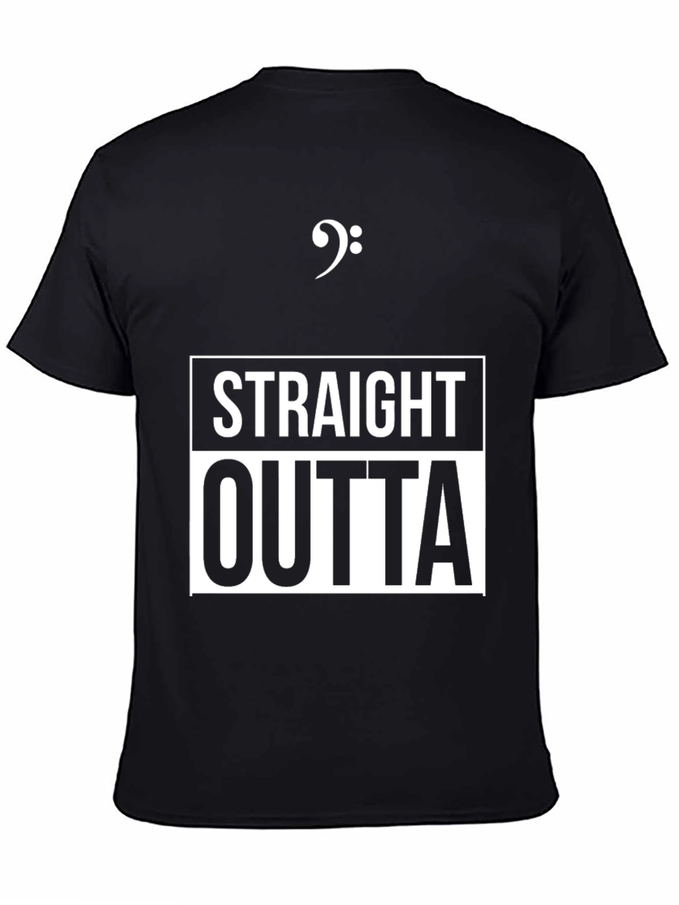 Black Straight Outta Bass Clef Music T-Shirt view 4