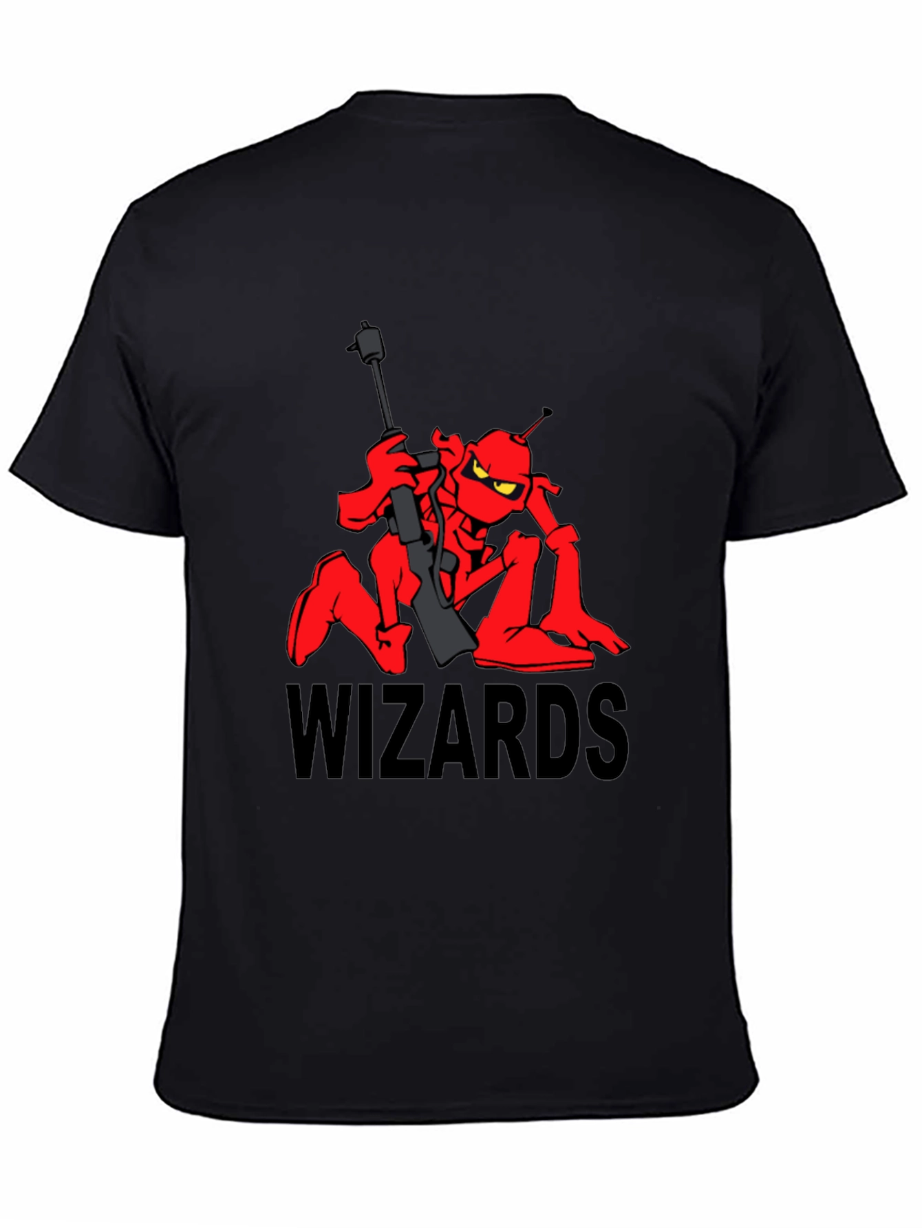 Black Wizards Cartoon T-Shirt - Red Alien Design view 4