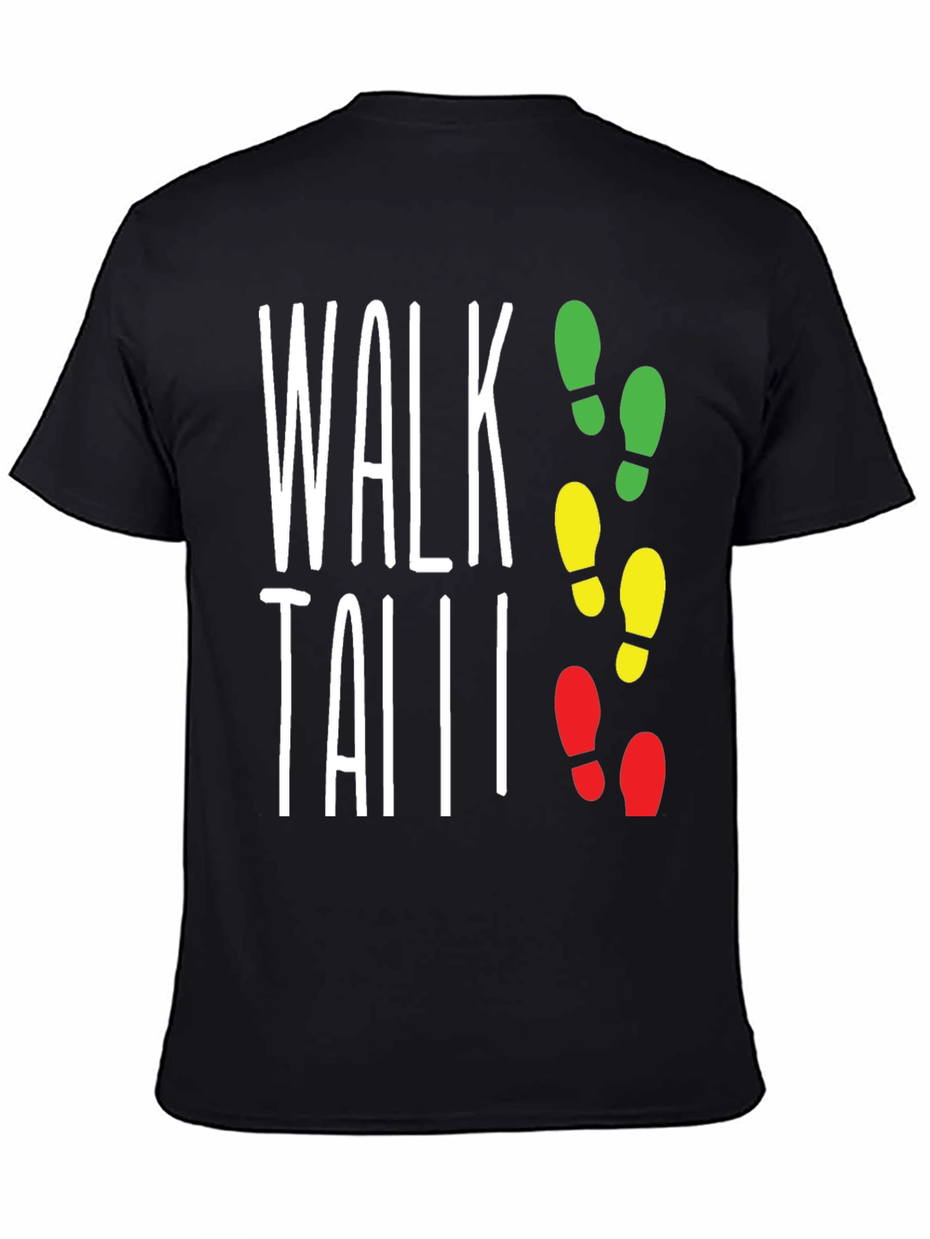 Black Walk Tall Traffic Light Footprint T-Shirt view 4