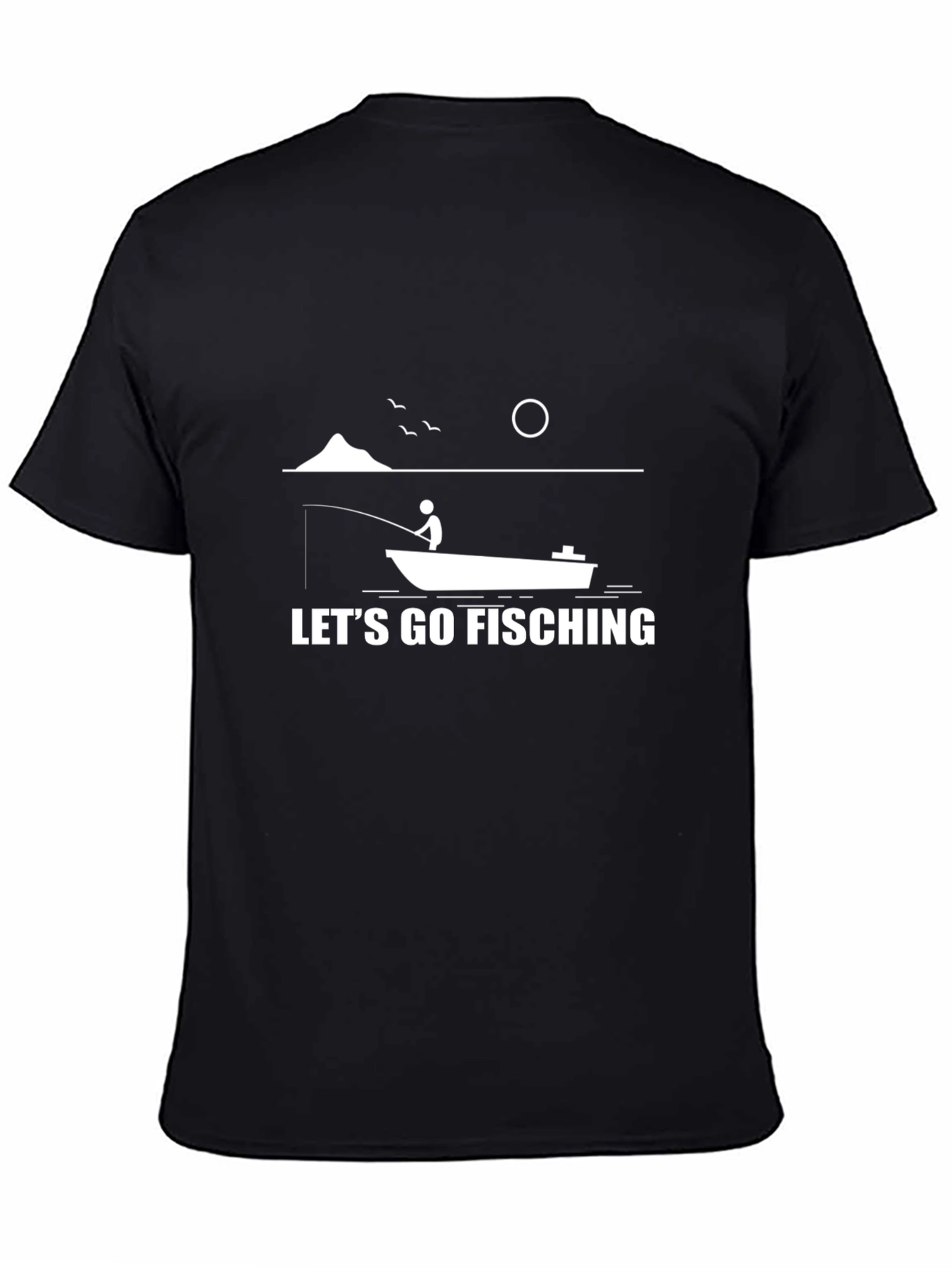 Black Let's Go Fishing Graphic Tee - Black view 4