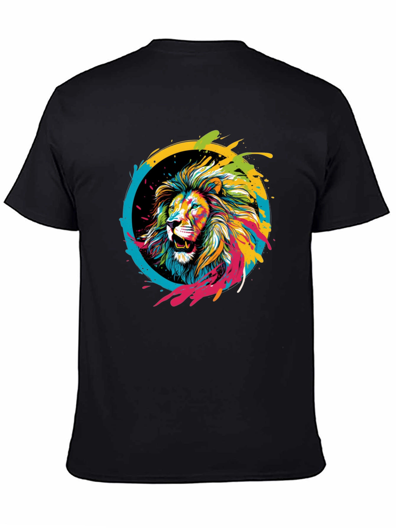 Black Lion Art T-Shirt - Colorful Graphic Tee view 4