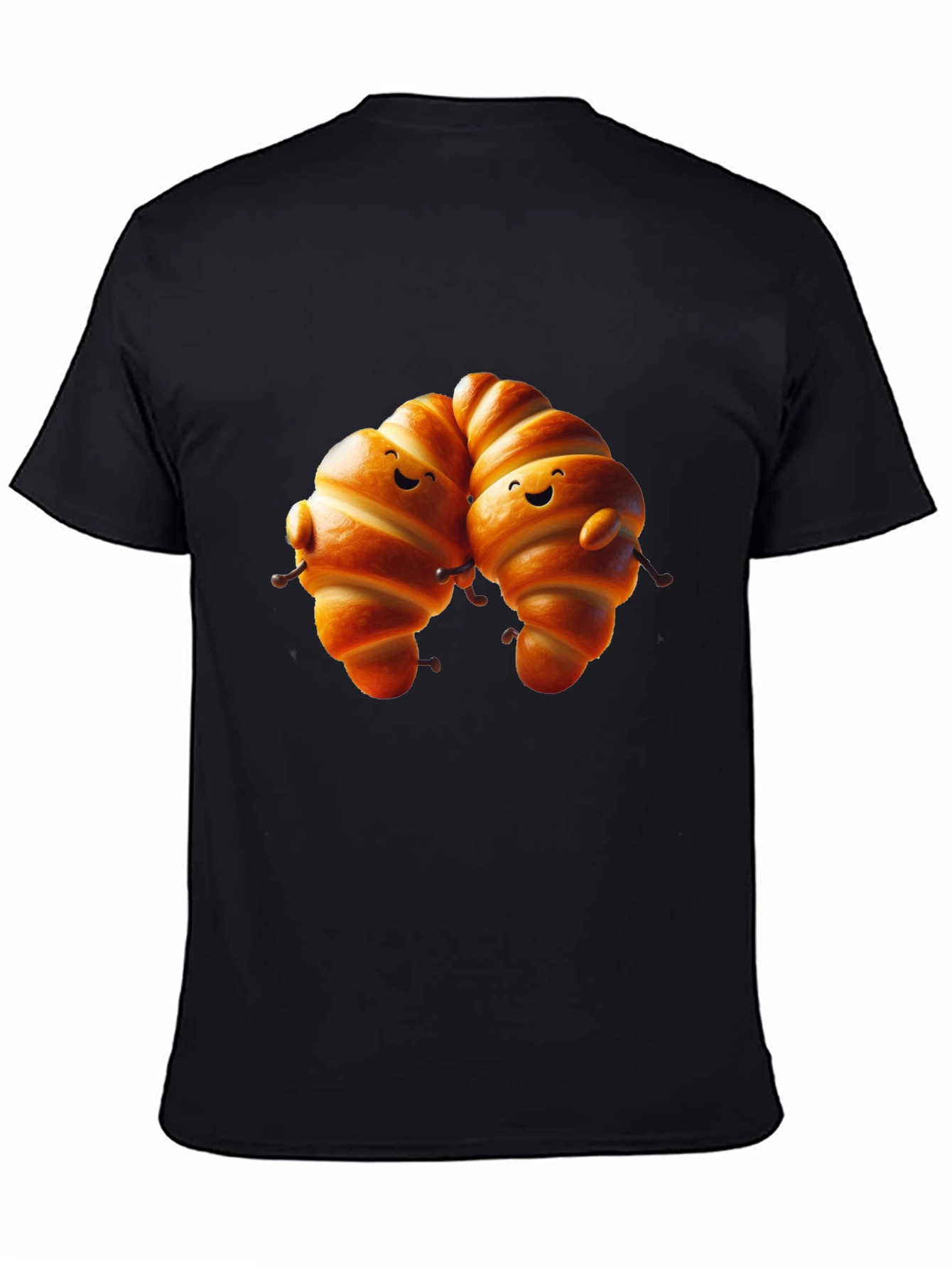 Black Cute Croissant Couple Graphic Tee view 4