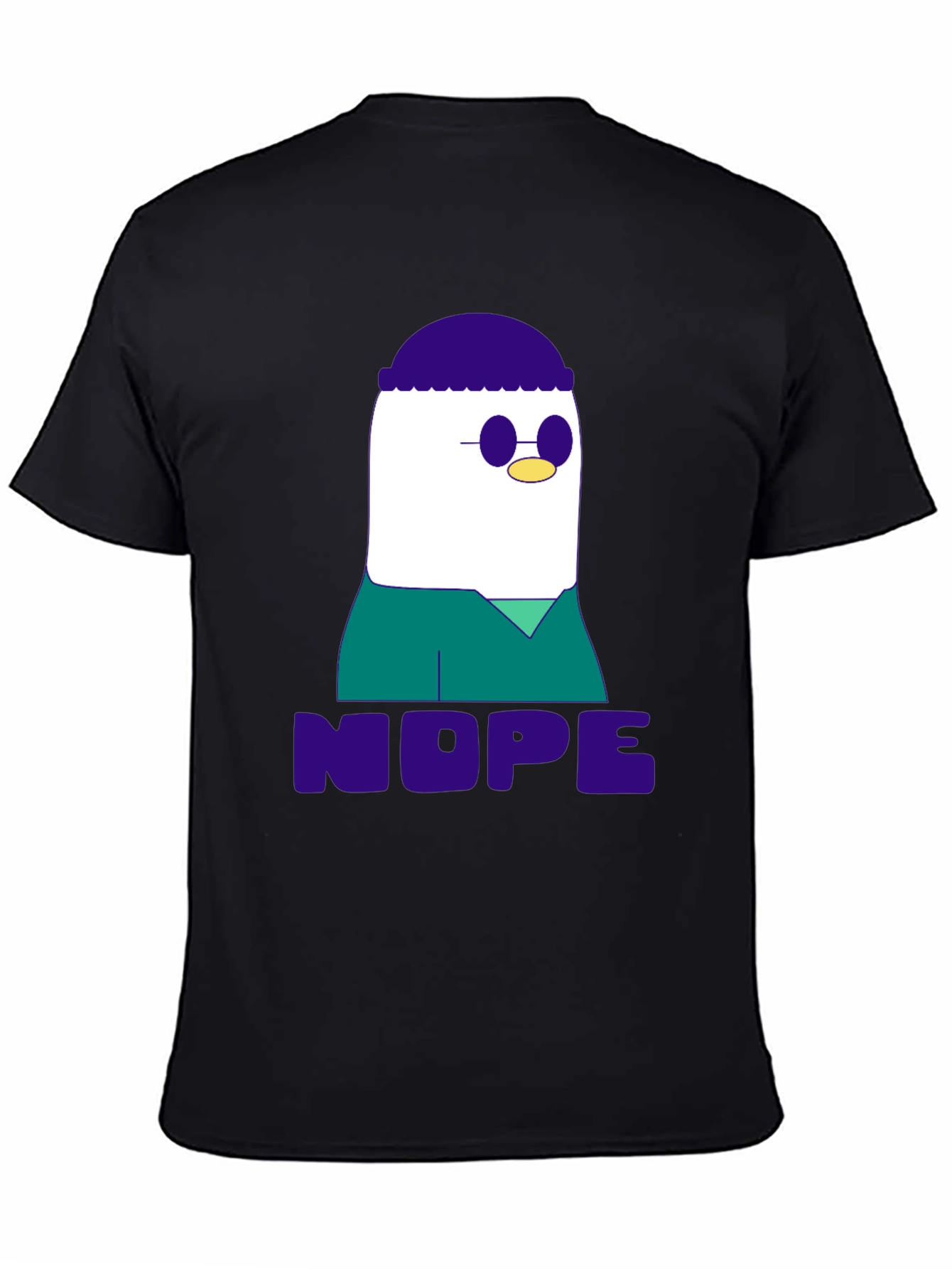 Black Nope T-Shirt - Funny Cartoon Graphic Tee view 4