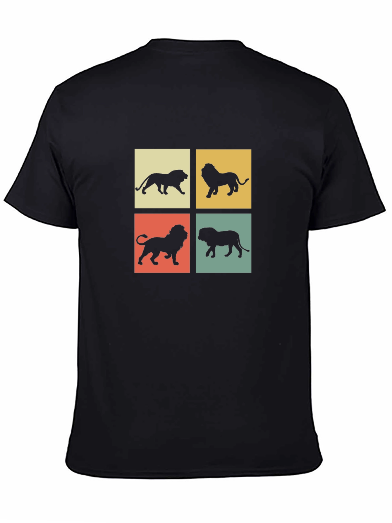 Black Lion Silhouette Graphic Print Crew Neck T-Shirt view 4