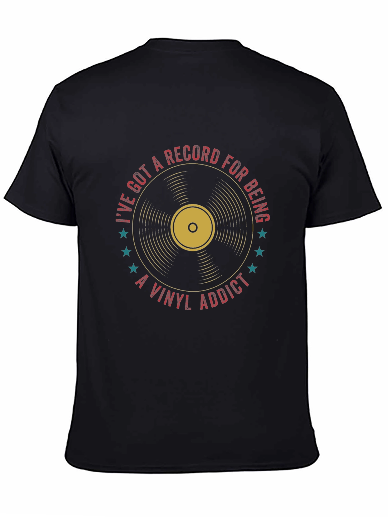 Black Vinyl Record Addict T-Shirt - Music Lover Tee view 4