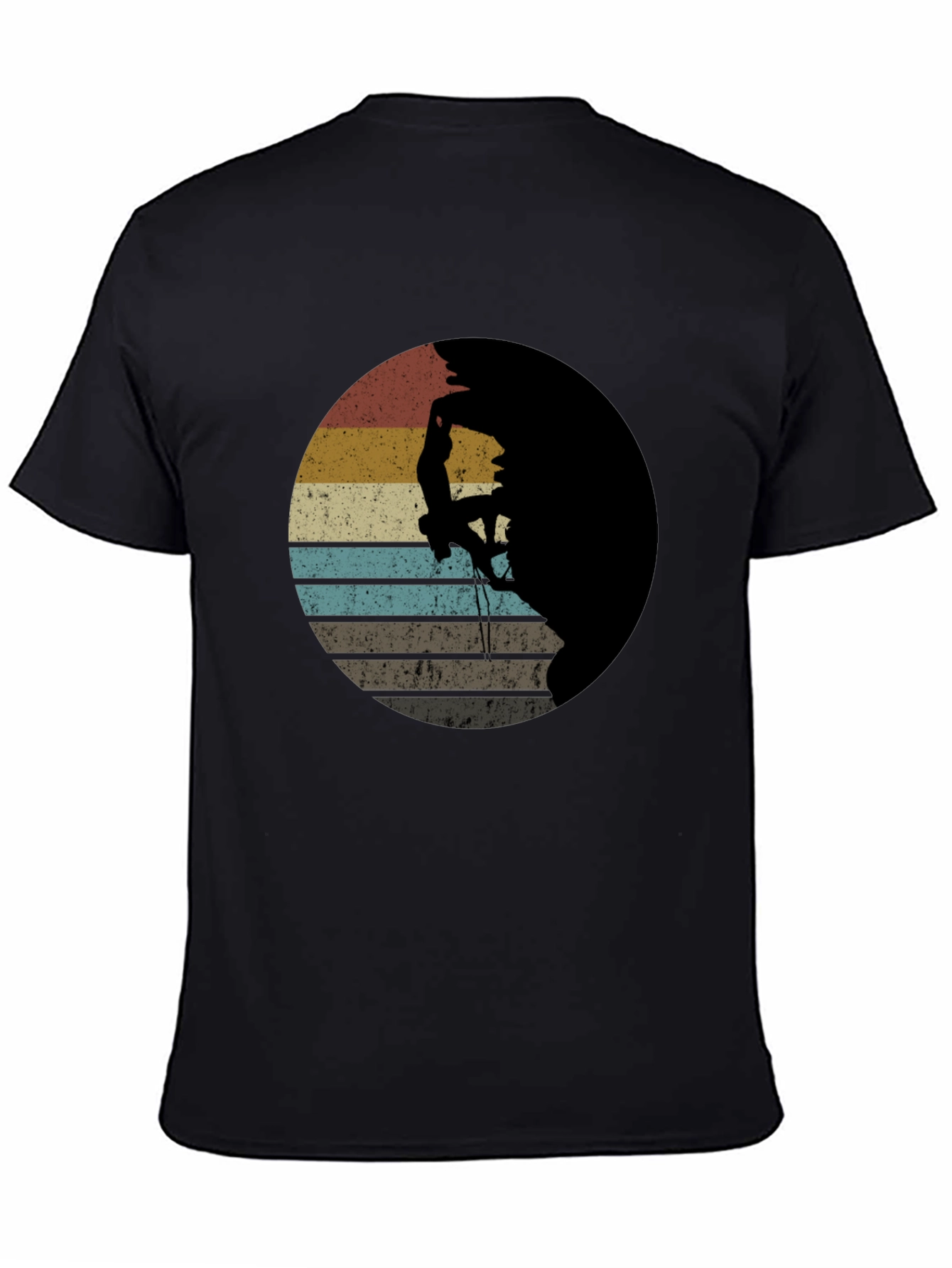 Black Retro Rock Climbing T-Shirt - Vintage Style Tee view 4