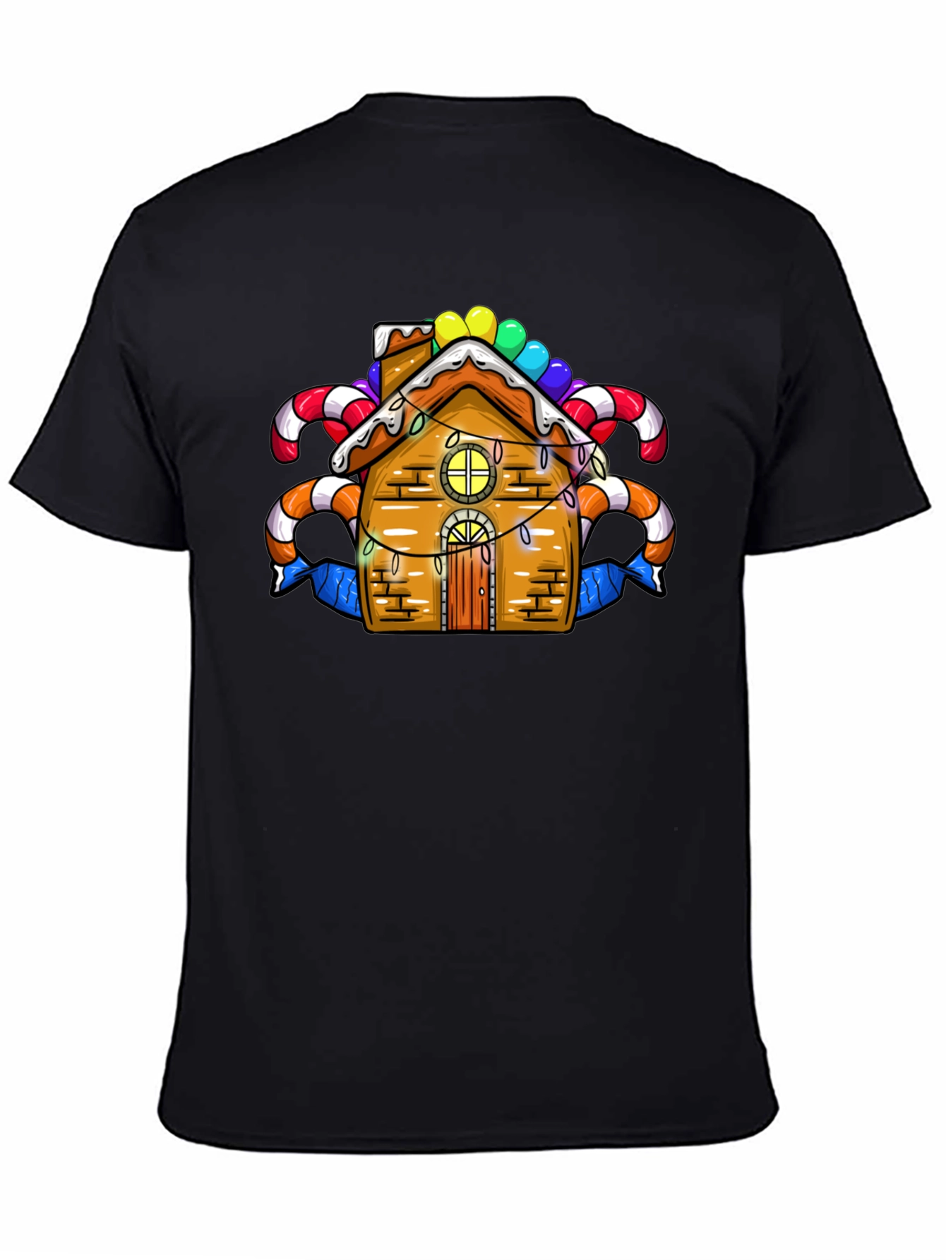 Black Festive Gingerbread House Graphic Tee view 4