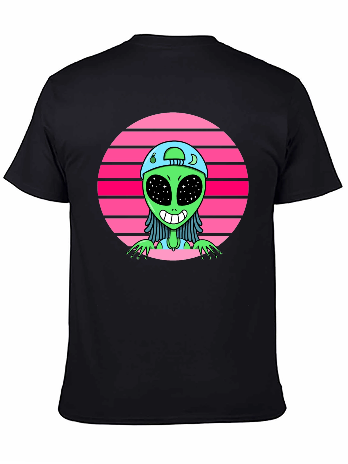 Black Retro Alien Graphic Tee view 4