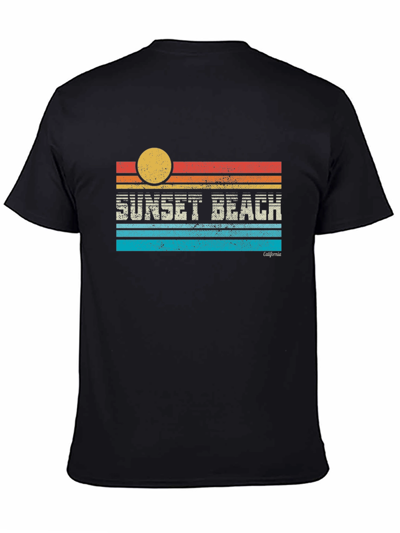 Black Sunset Beach California Graphic T-Shirt view 4