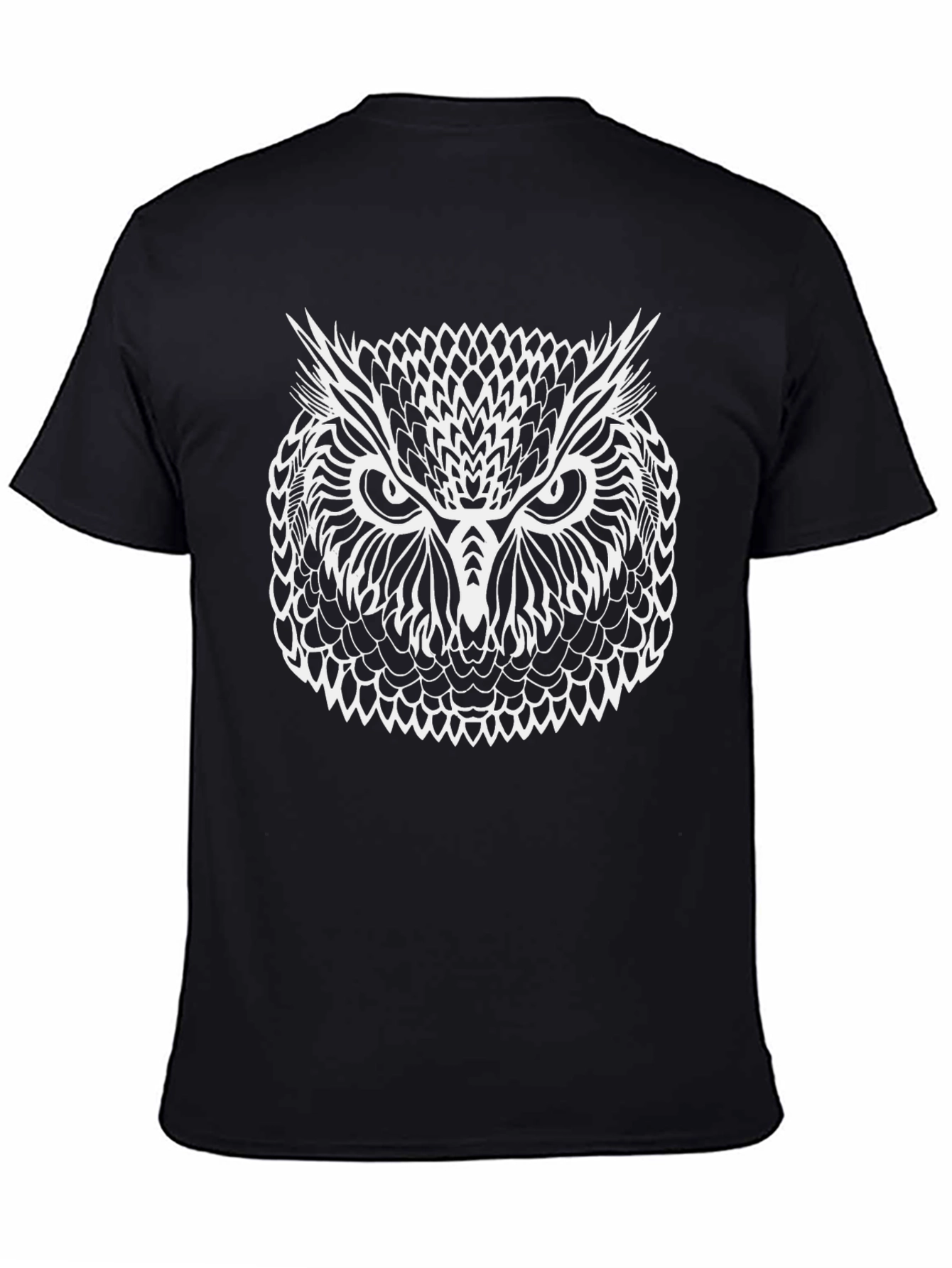 Black Owl Graphic Tee - Black Cotton Blend T-Shirt view 4