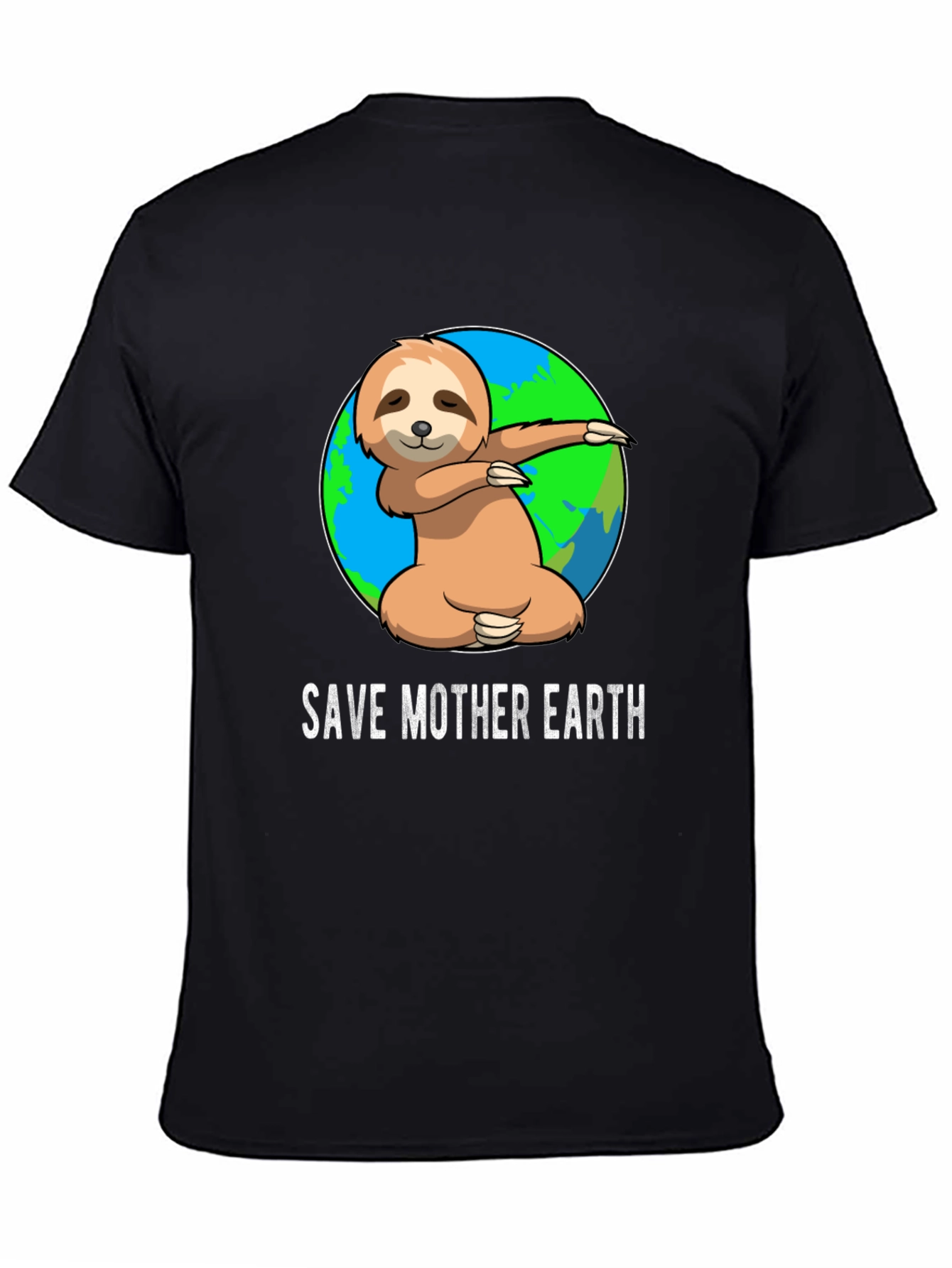 Black Save Mother Earth Sloth T-Shirt view 4