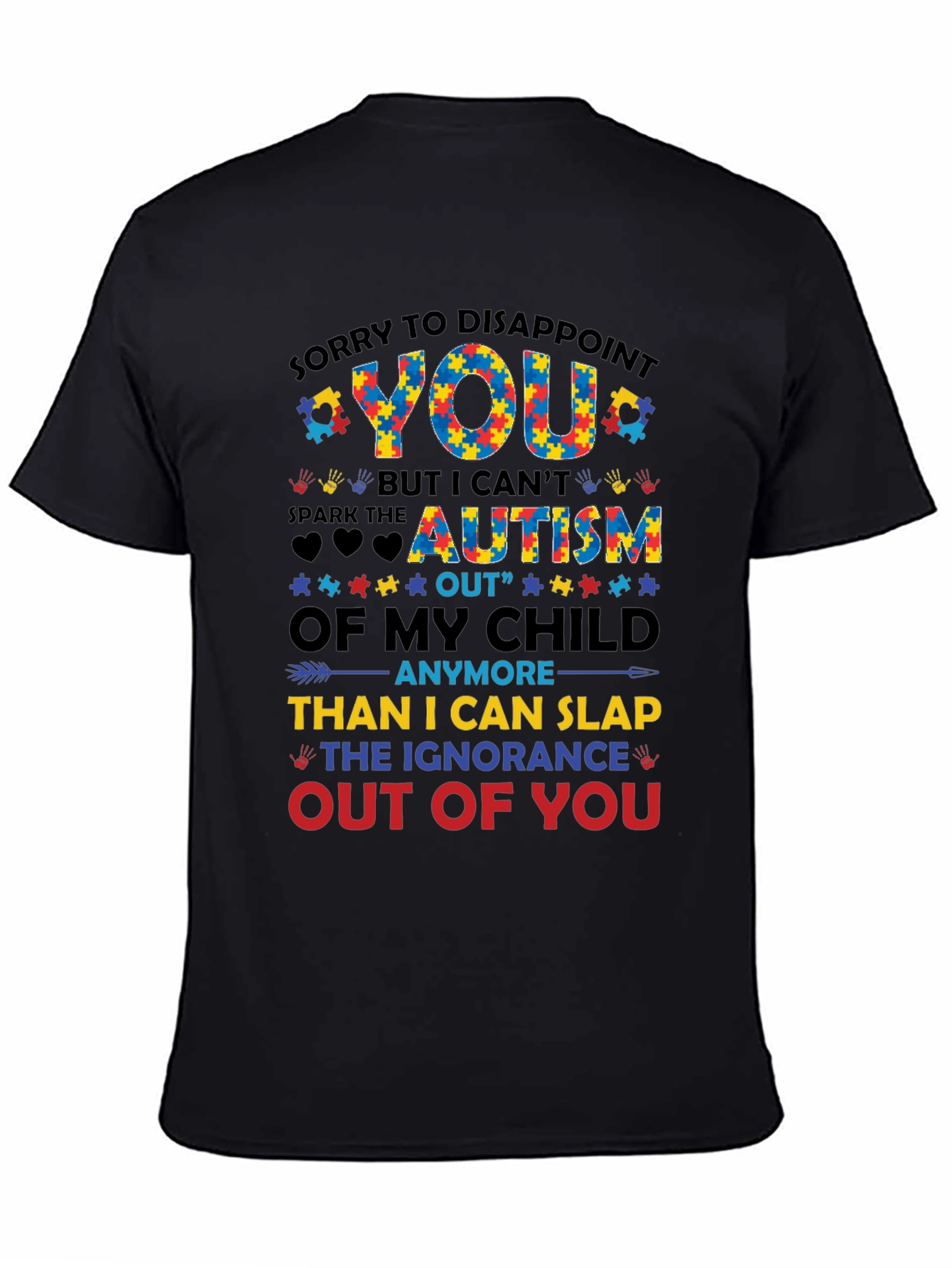 Black Autism Awareness Graphic Tee - Disappoint Ignorance view 4