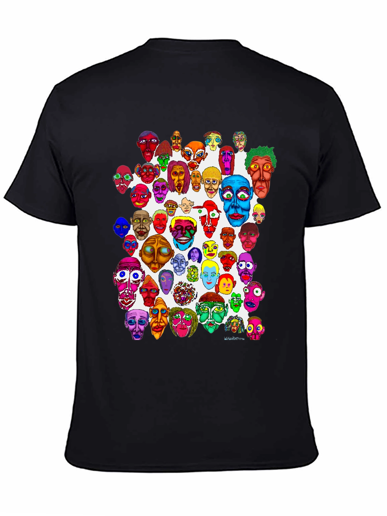 Black Unique Colorful Faces Graphic Tee view 4