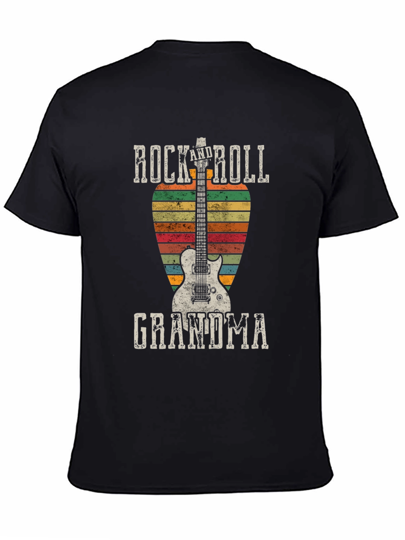 Black Rock and Roll Grandma Guitar T-Shirt - Vintage Style view 4